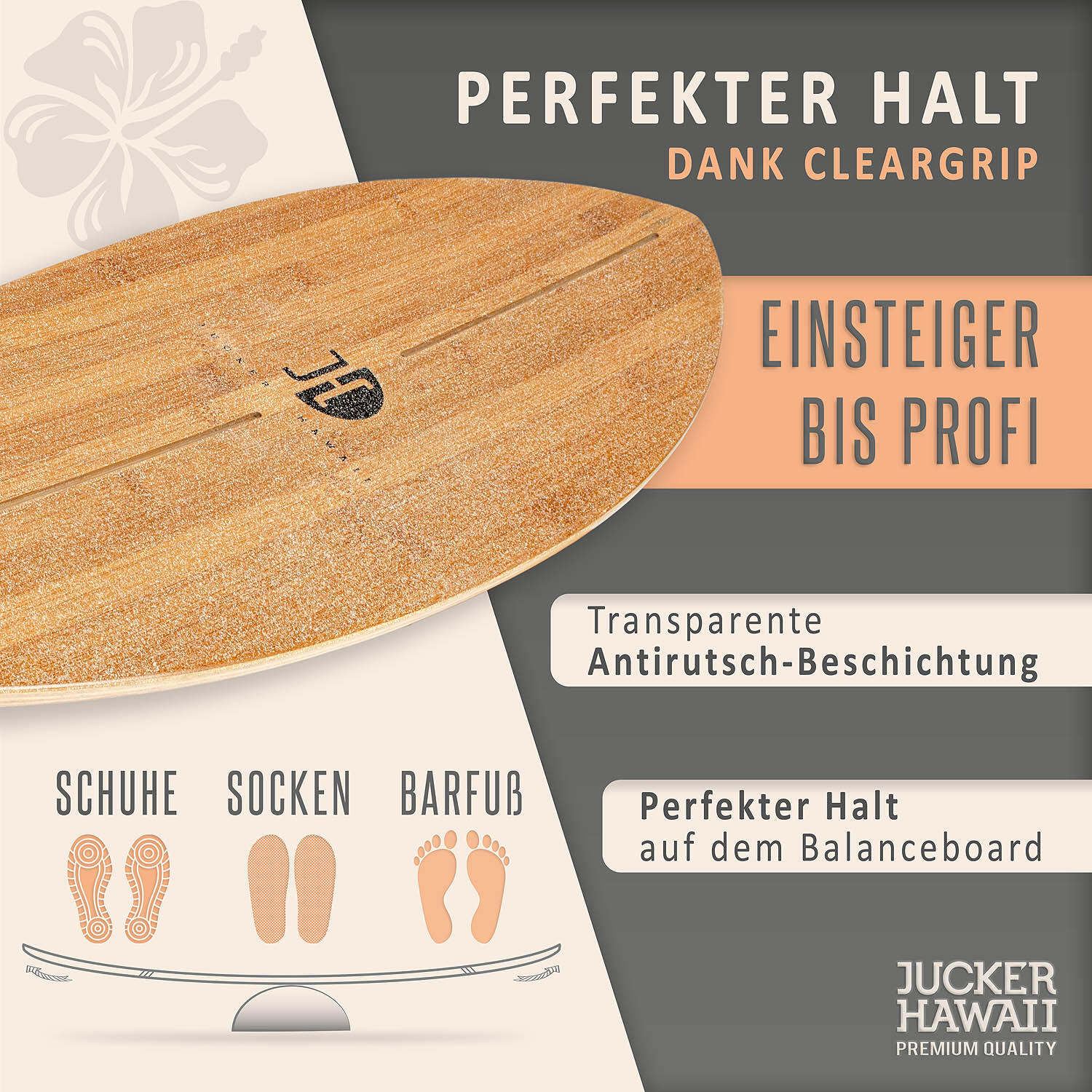 Balanceboard OCEAN ROCKER Bamboo XL Set | Korkrolle + Korkmatte + Halbkugel 3/7