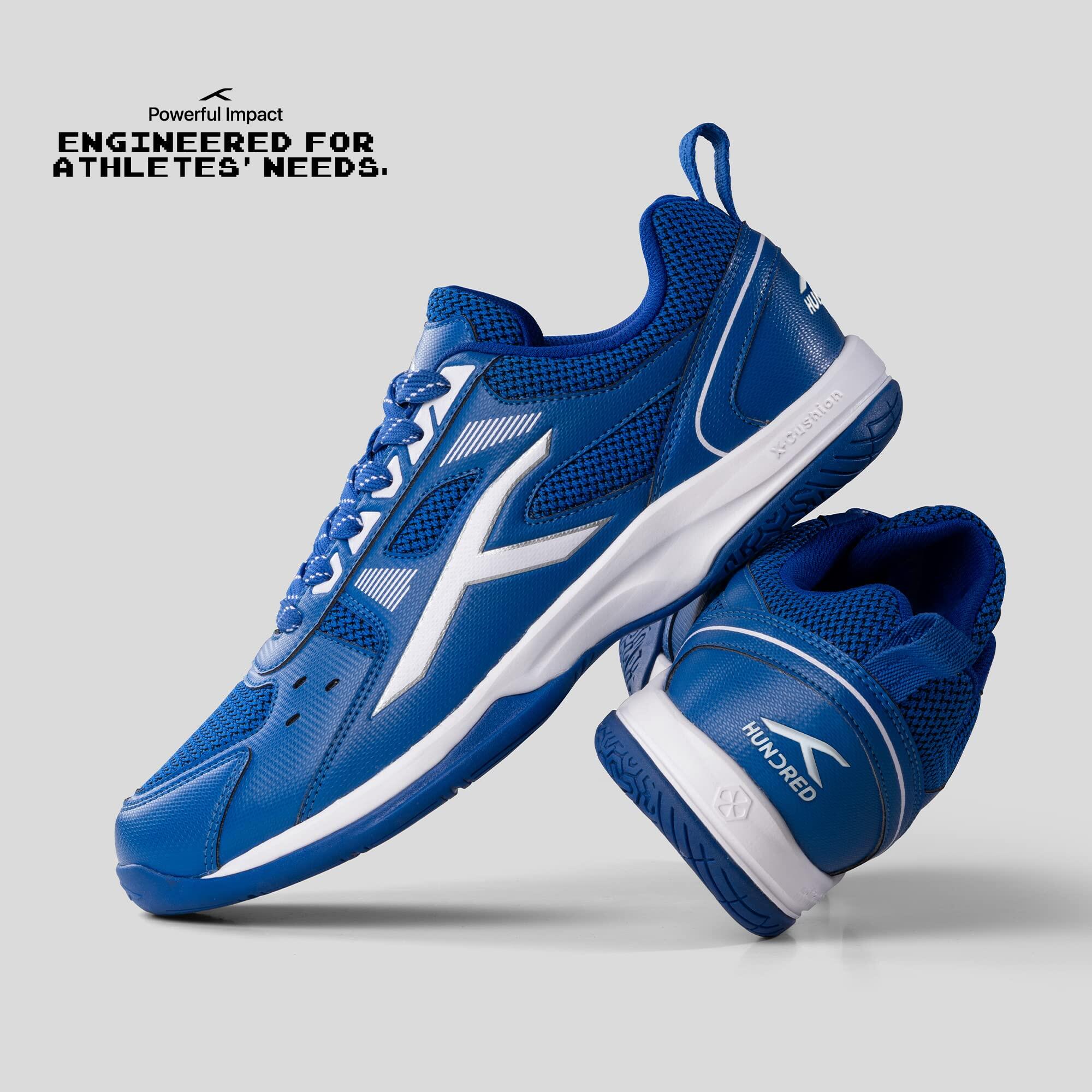 HUNDRED Raze Badminton Schuhe für Herren (Blau/Weiß, UK 1/US 2/EU 35) 5/7