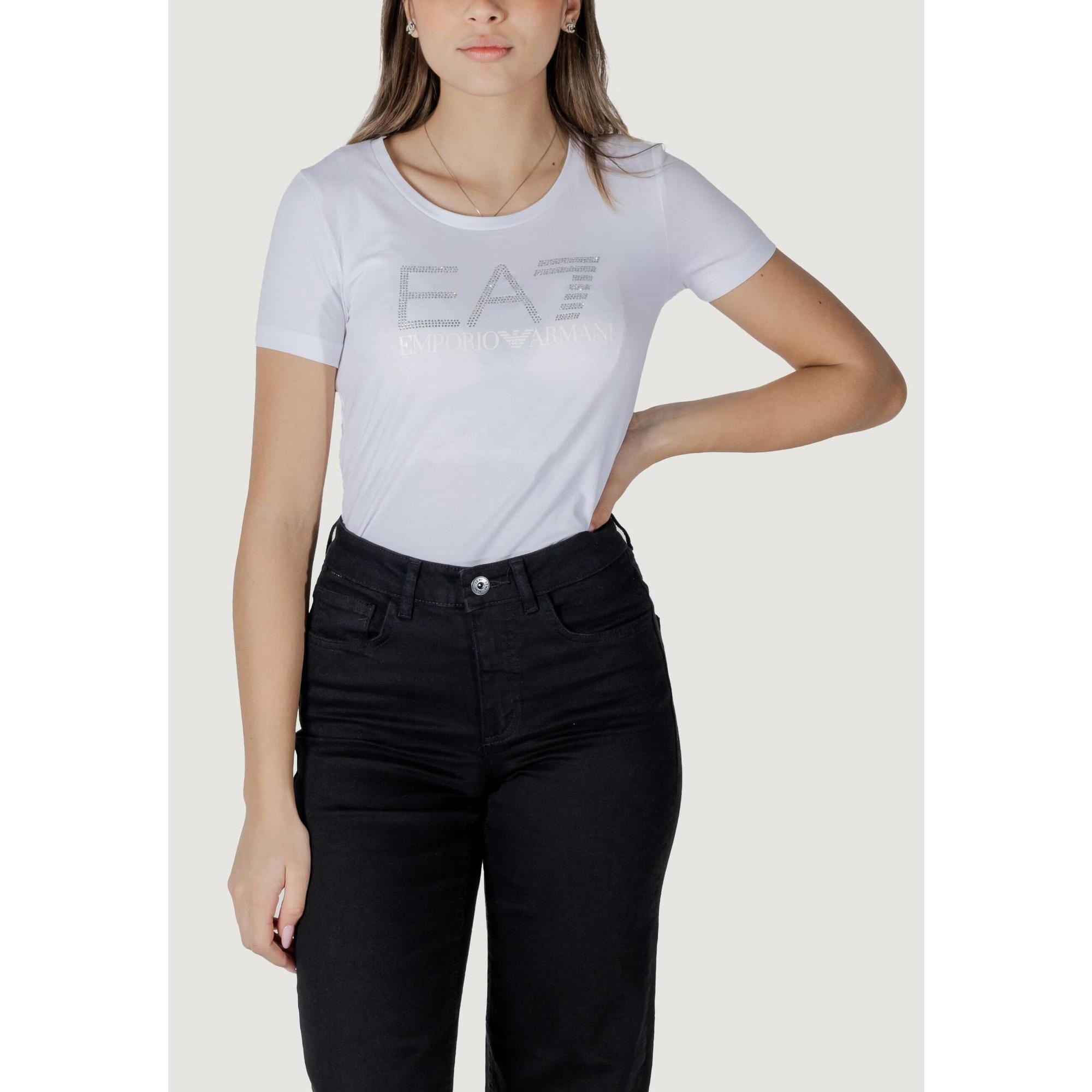 Ea7 - T-shirt Crop Top  Femme Blanc - T-shirt Crop Top - Blanc - Decathlon