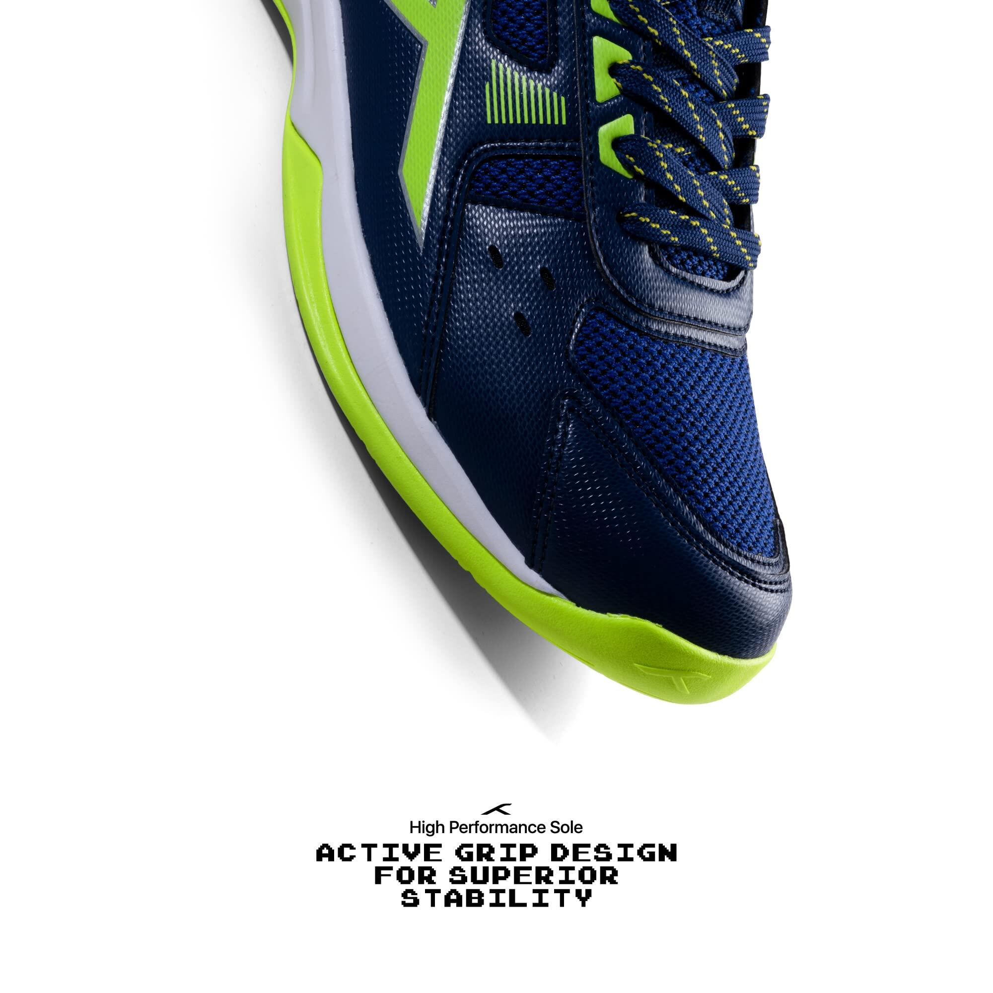 HUNDRED Raze Badminton Schuhe für Herren (Navy Blau/Limette, UK 11/US 12/EU 45) 7/7