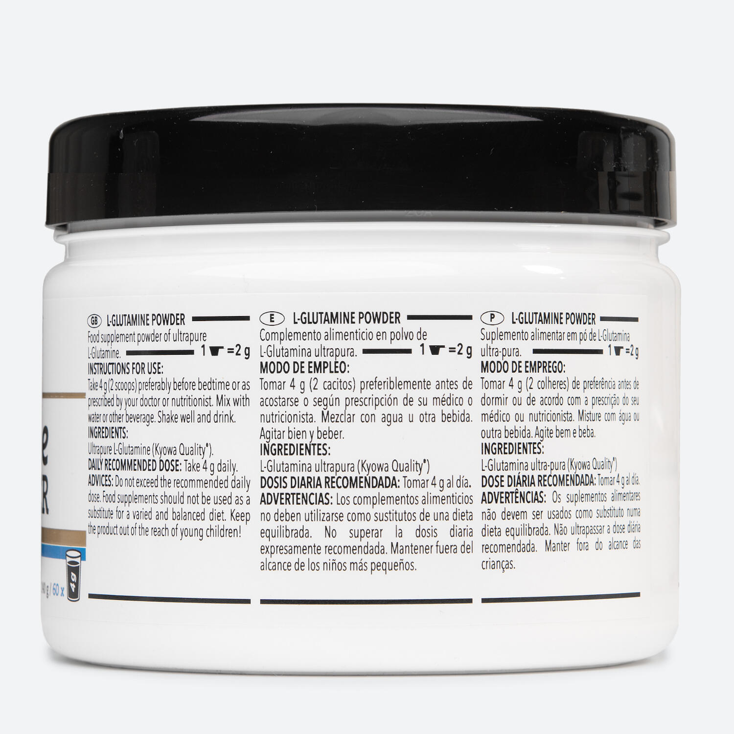 Lata com 240g de Glutamina ‘L-Glutamina Kyowa‘ Neutra 2/4
