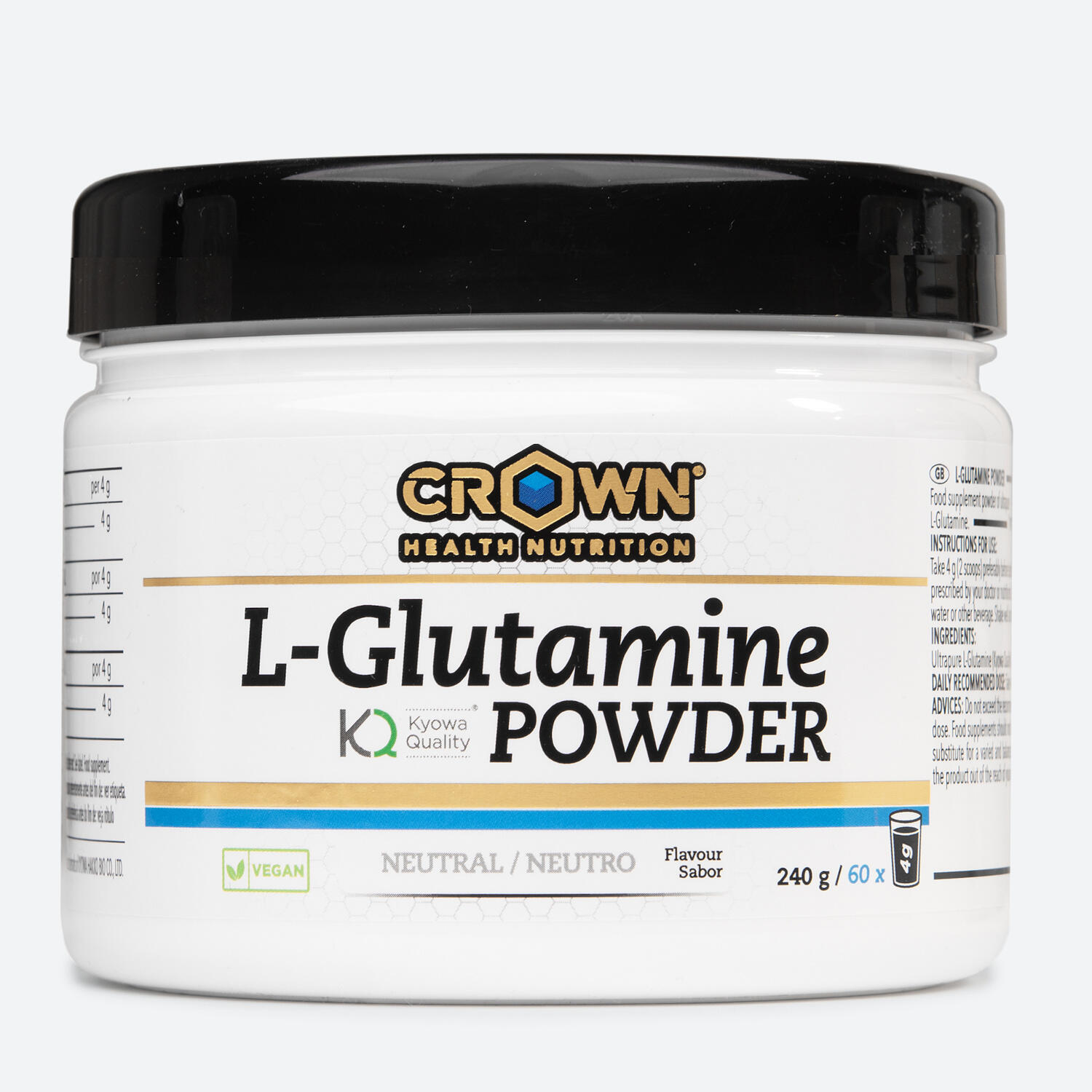 CROWN SPORT NUTRITION Lata com 240g de Glutamina ‘L-Glutamina Kyowa‘ Neutra