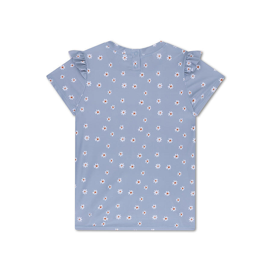 Swim Essentials Maglietta da bagno a maniche corte - Blu - Fiore margherita - 3/4
