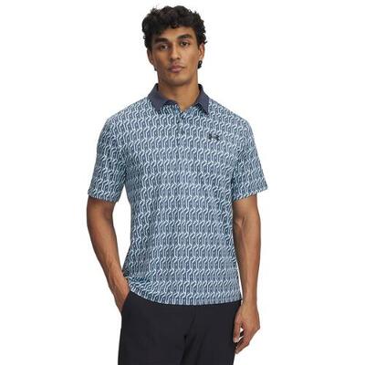 Under armour heren playoff golf polo 3.0 printed navy/licht blauw