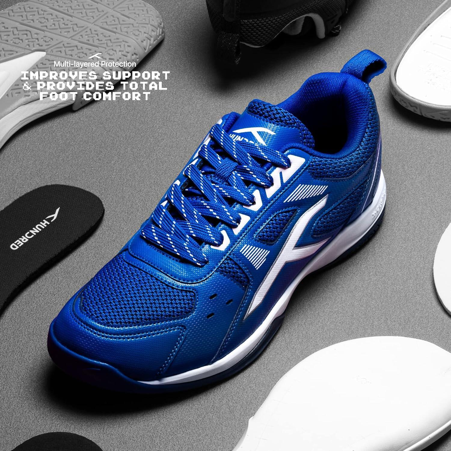 HUNDRED Raze Badminton Schuhe für Herren (Blau/Weiß, UK 1/US 2/EU 35) 2/7