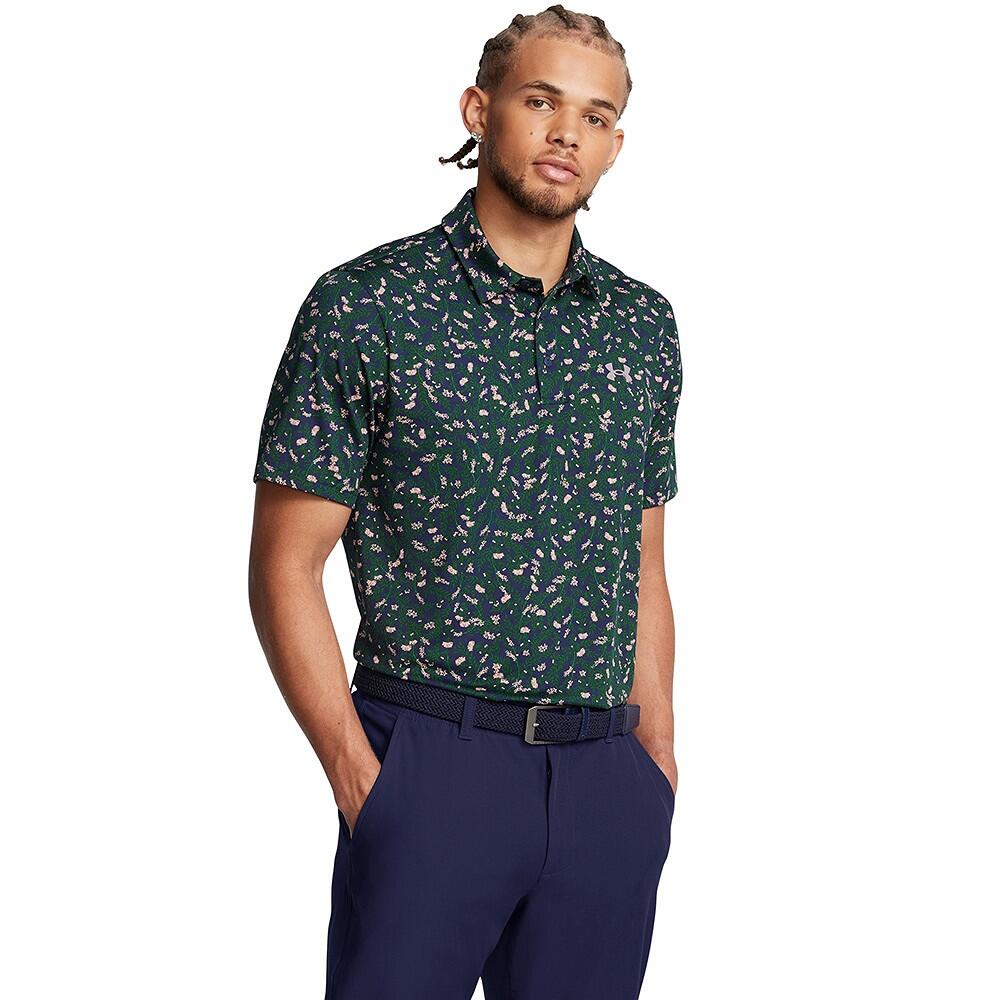 Under Armour Heren Playoff Golfpolo 3.0 Printed-Midnight Navy Forest Green 3/4