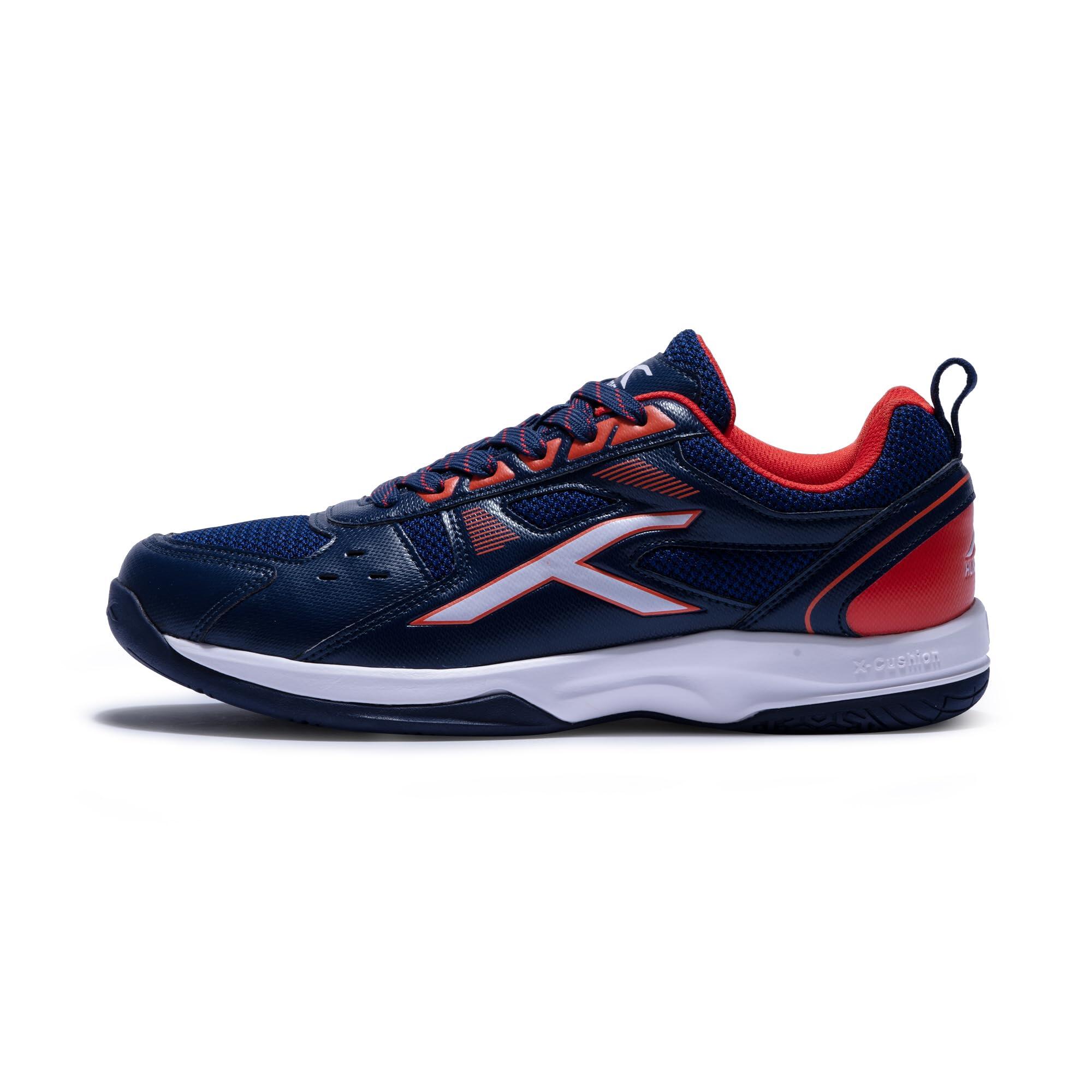 HUNDRED HUNDRED Raze Badminton Schuhe für Herren (Navy/Orange Rot, UK 9/US 10/EU 43)