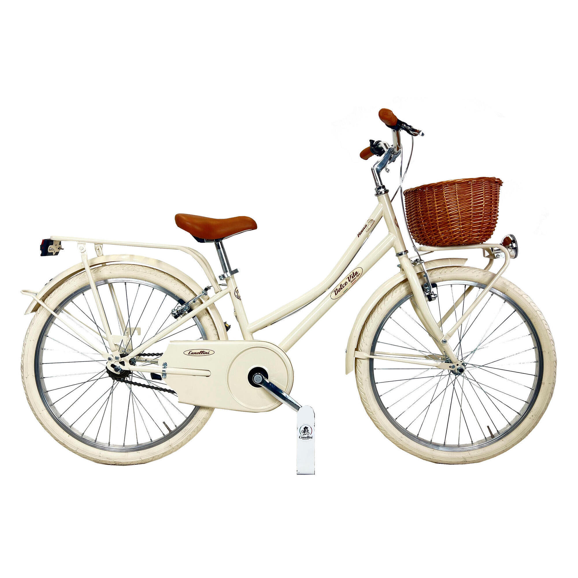 Bicicleta de Menina Dolce Vita by Canellini ROMA 24” 1V com cesto - Creme