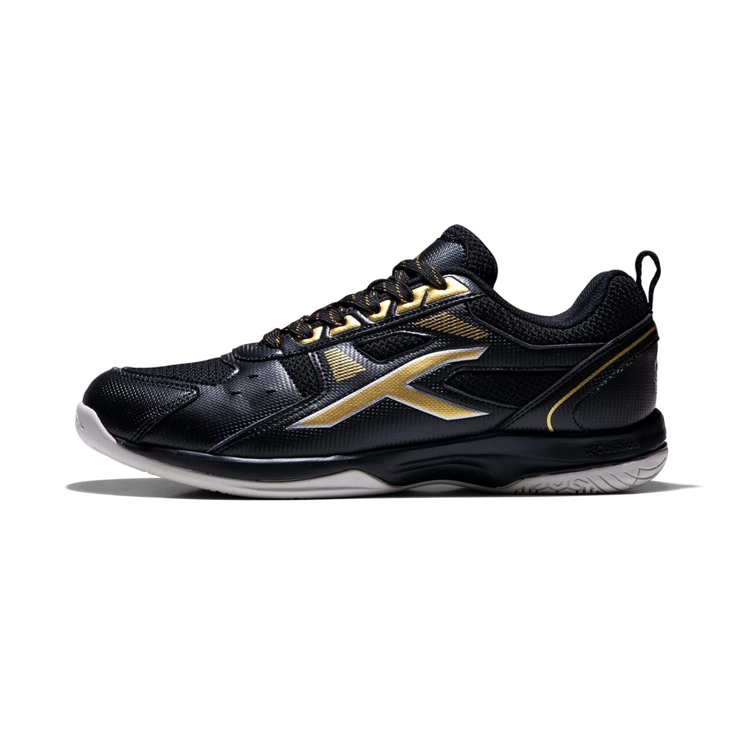 HUNDRED HUNDRED Raze Badminton Schuhe für Herren (Schwarz/Gold, UK 11/US 12/EU 45)