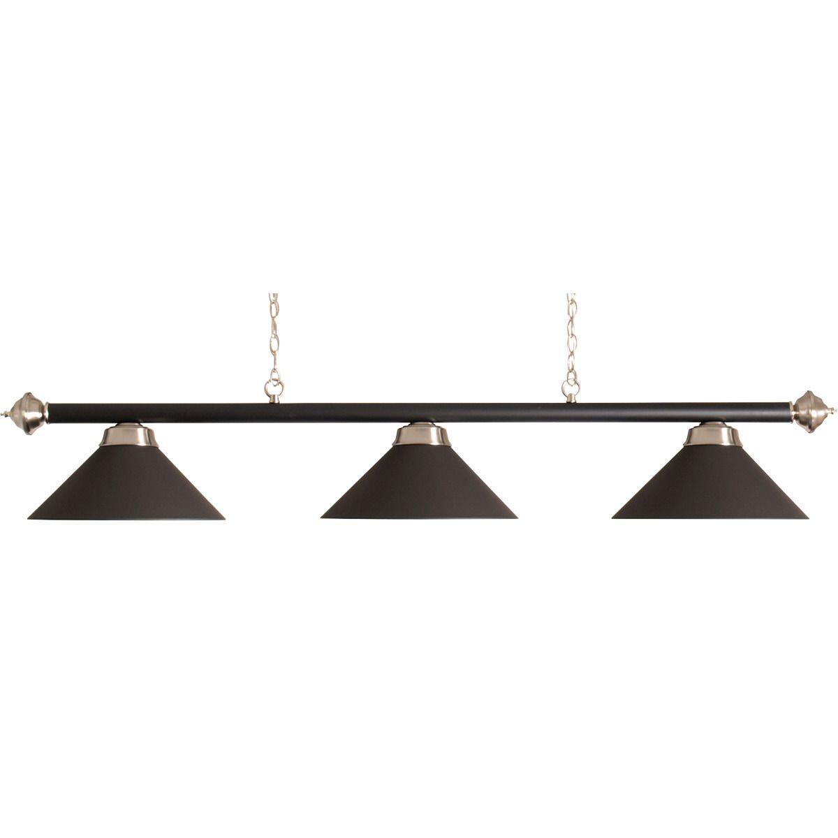 JOHN WEST Biljartlamp met 3 schermen - Mat zwart