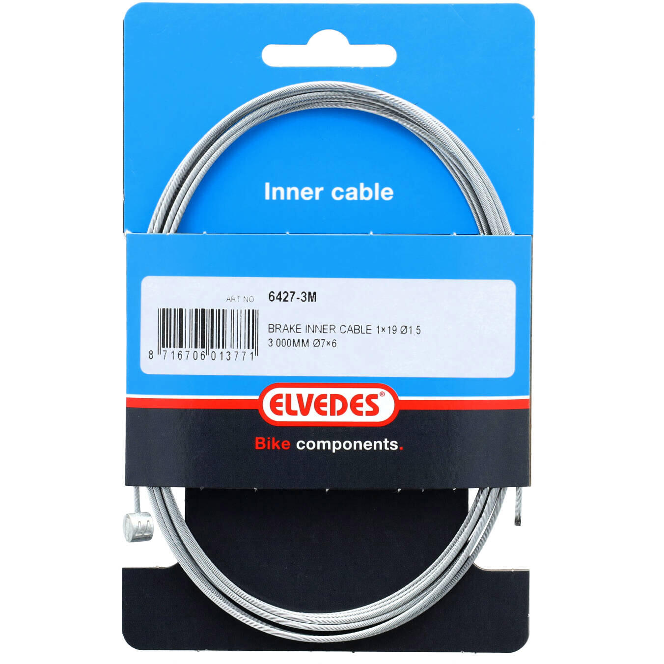 Cable interno de freno Elvedes 3000 mm galvanizado Ø1.5 mm T-nipple 2/6