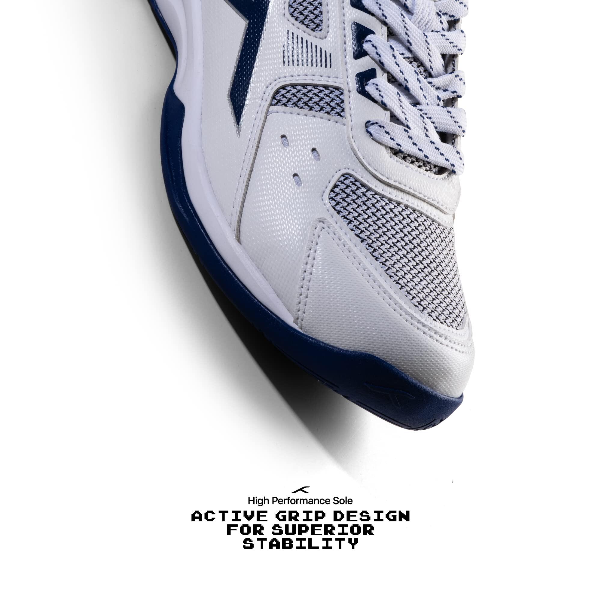 HUNDRED Raze Badminton Schuhe für Herren (Weiß/Navy Blau, UK 1/US 2/EU 35) 7/7
