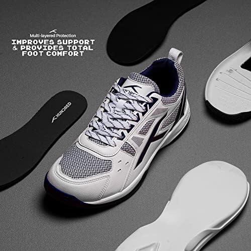 HUNDRED Raze Badminton Schuhe für Herren (Weiß/Navy Blau, UK 1/US 2/EU 35) 2/7
