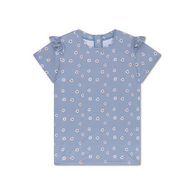 Swim essentials zwemshirt met korte mouwen - blauw - daisy flower