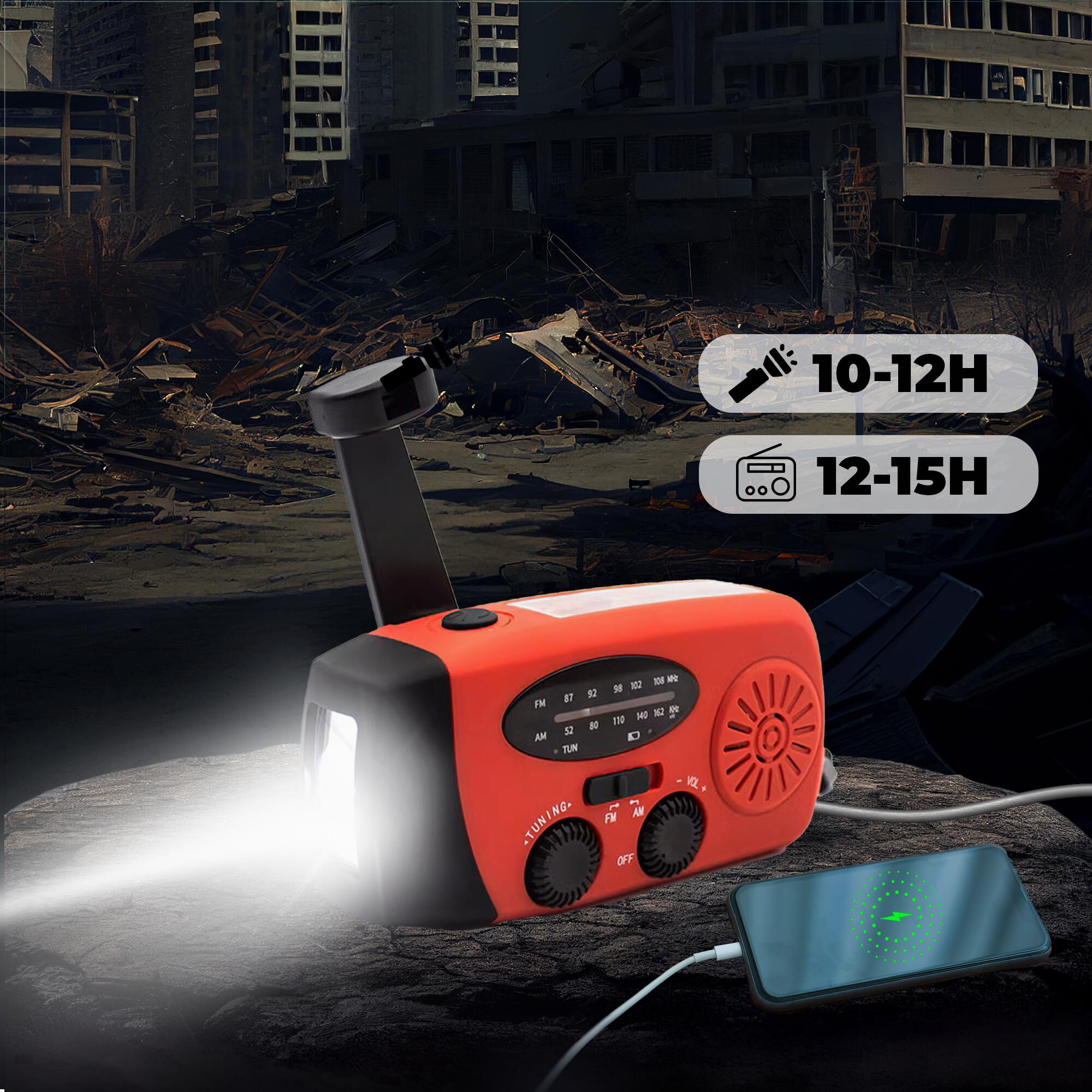 Noodradio - Powerbank 2000mAh - Zon energie - FM - Zaklamp - Handcrank - SCR2007 5/7