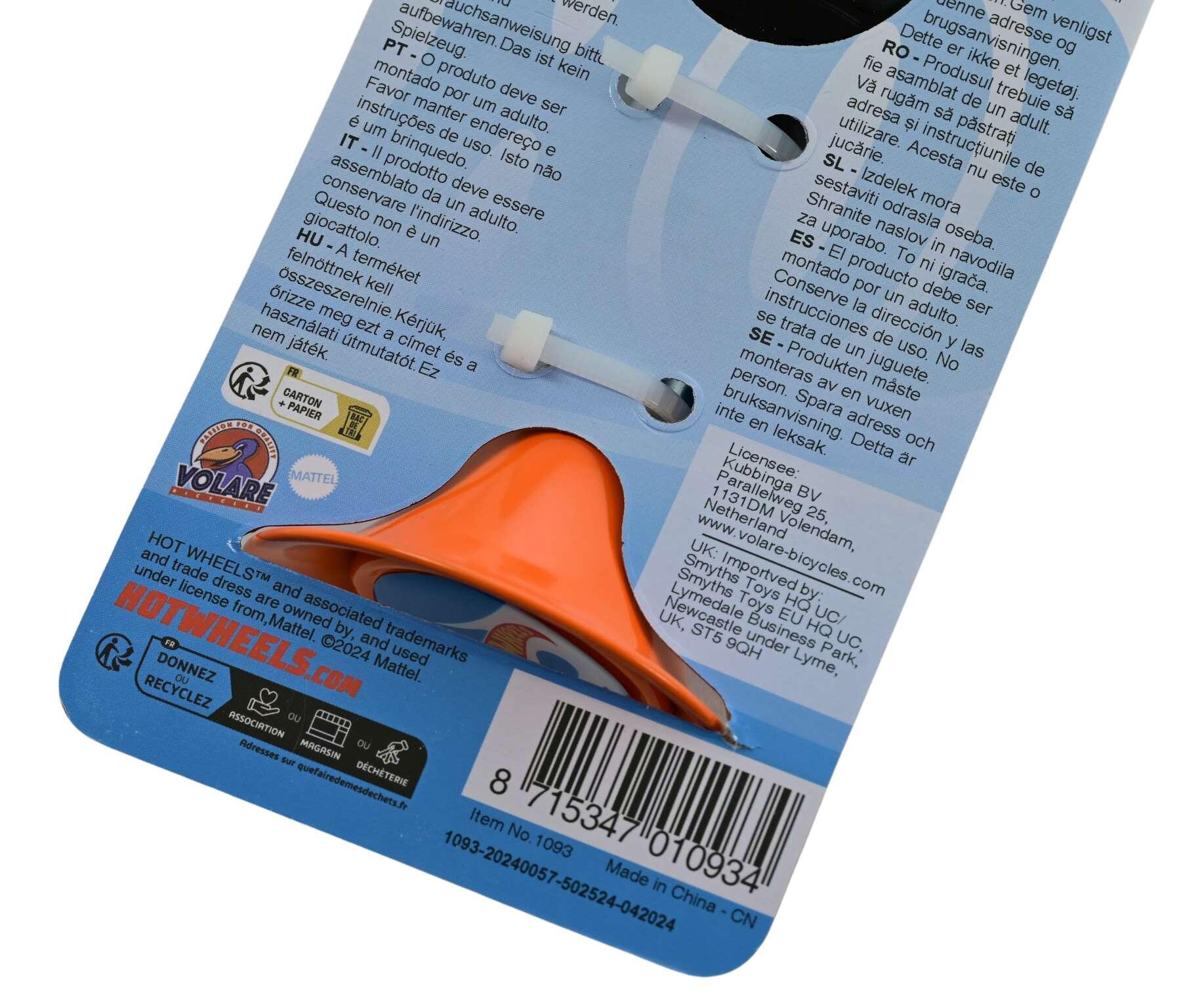 Heiße Räder Hot wheels fietstoeter - jongens - oranje zwart 2/6