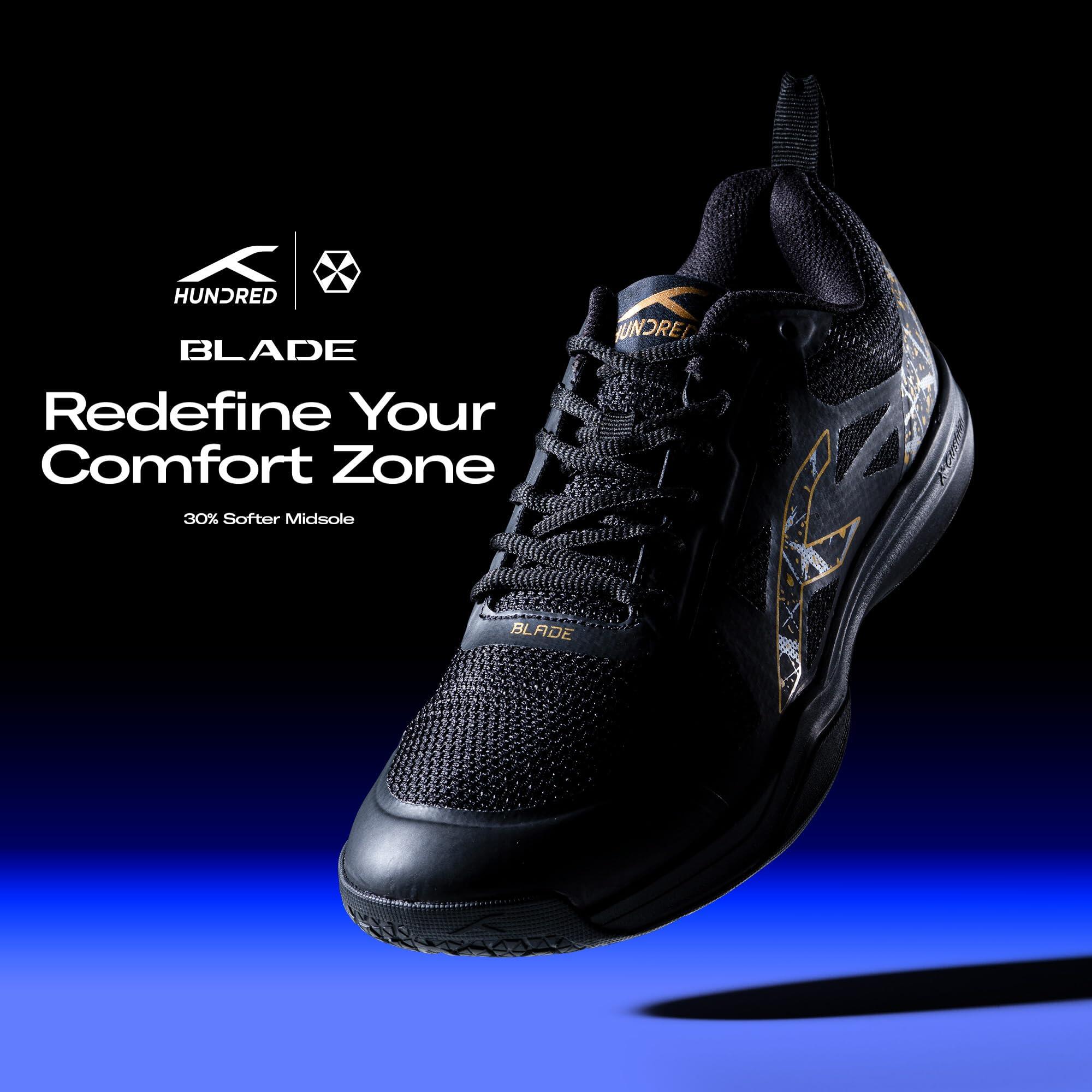 HUNDRED Herren Hallenschuhe Blade Black/Gold EU 43/UK 9/US 10 – Non-Marking 7/7