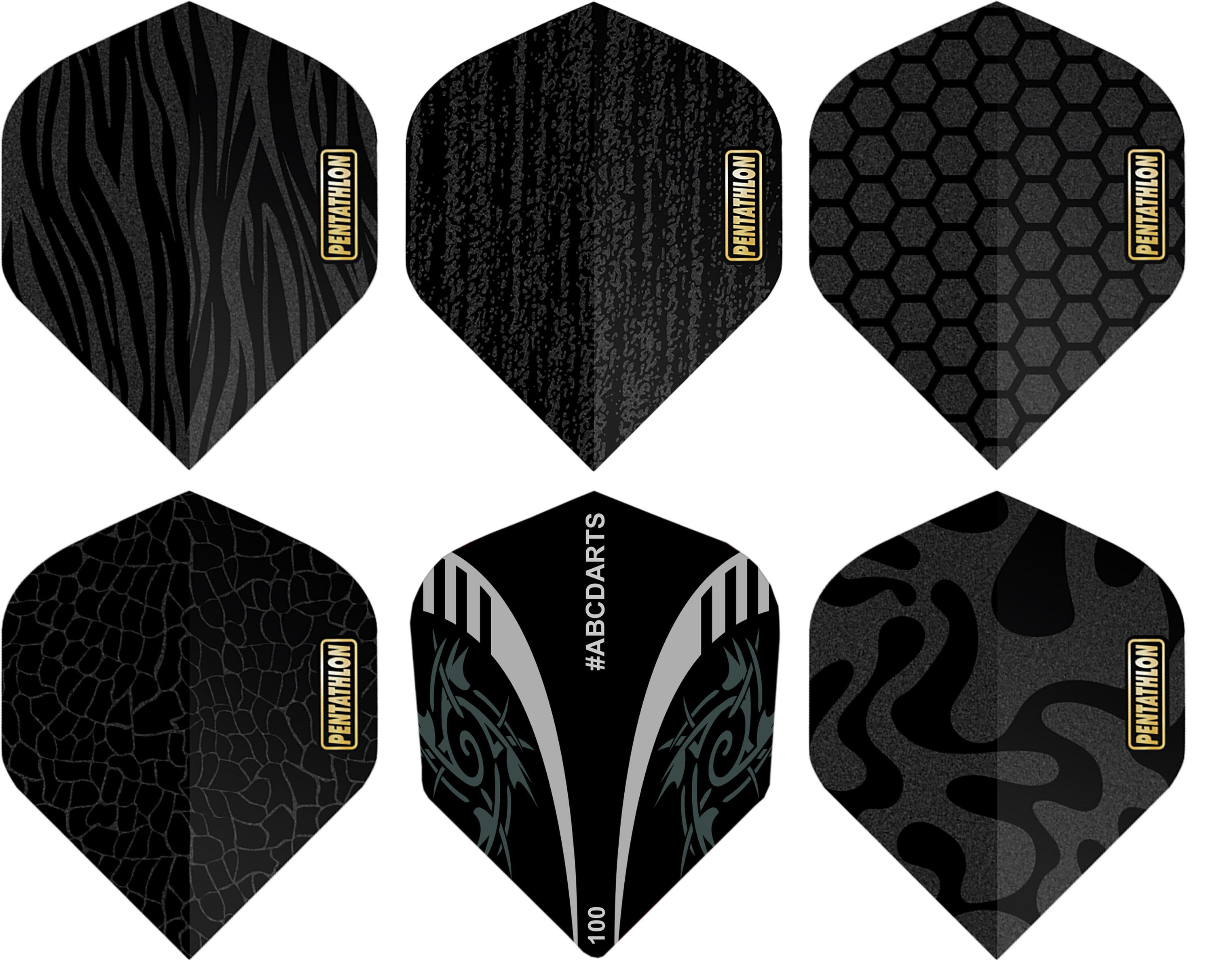 ABC DARTS Dart Flights Pentathlon Structure Zwart - 6 Sets