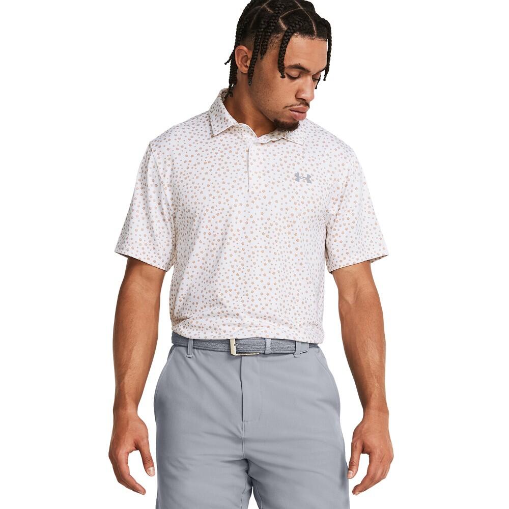 Under Armour Playoff Golfpolo 3.0 Printed-Tudor Rose White 5/5