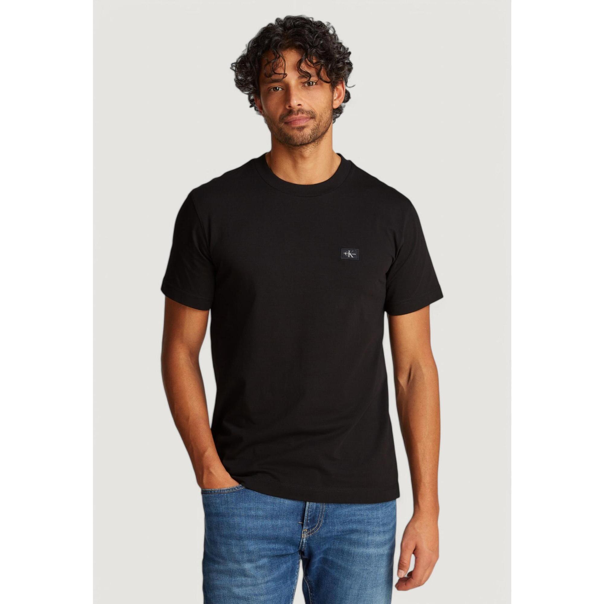 Calvin Klein - T-shirt Crop Top Woven Label Regular Homme Noir - T-shirt Crop Top - Noir - Decathlon