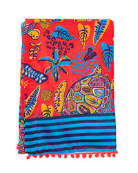 PAREO IMPRIMÉ AVEC TERRY TORTUE CORAIL
