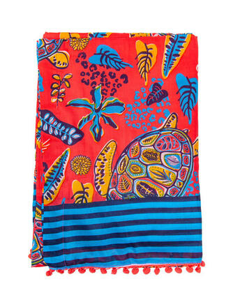 PAREO IMPRIMÉ AVEC TERRY TORTUE CORAIL