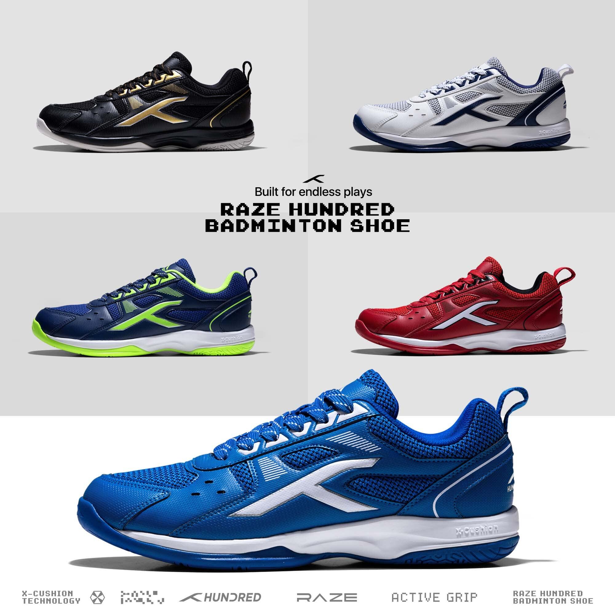 HUNDRED Raze Badminton Schuhe für Herren (Rot/Schwarz/Weiß, UK 10/US 11/EU 44) 6/7