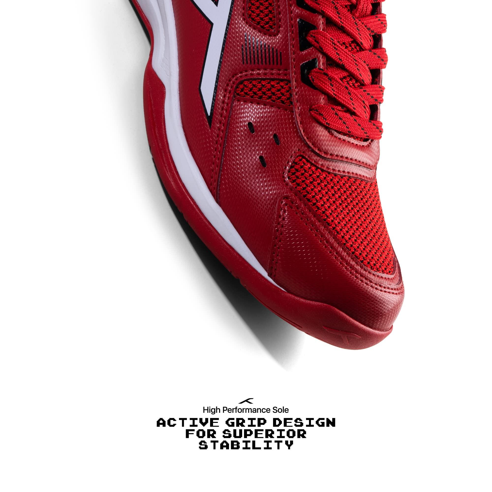HUNDRED Raze Badminton Schuhe für Herren (Rot/Schwarz/Weiß, UK 10/US 11/EU 44) 5/7