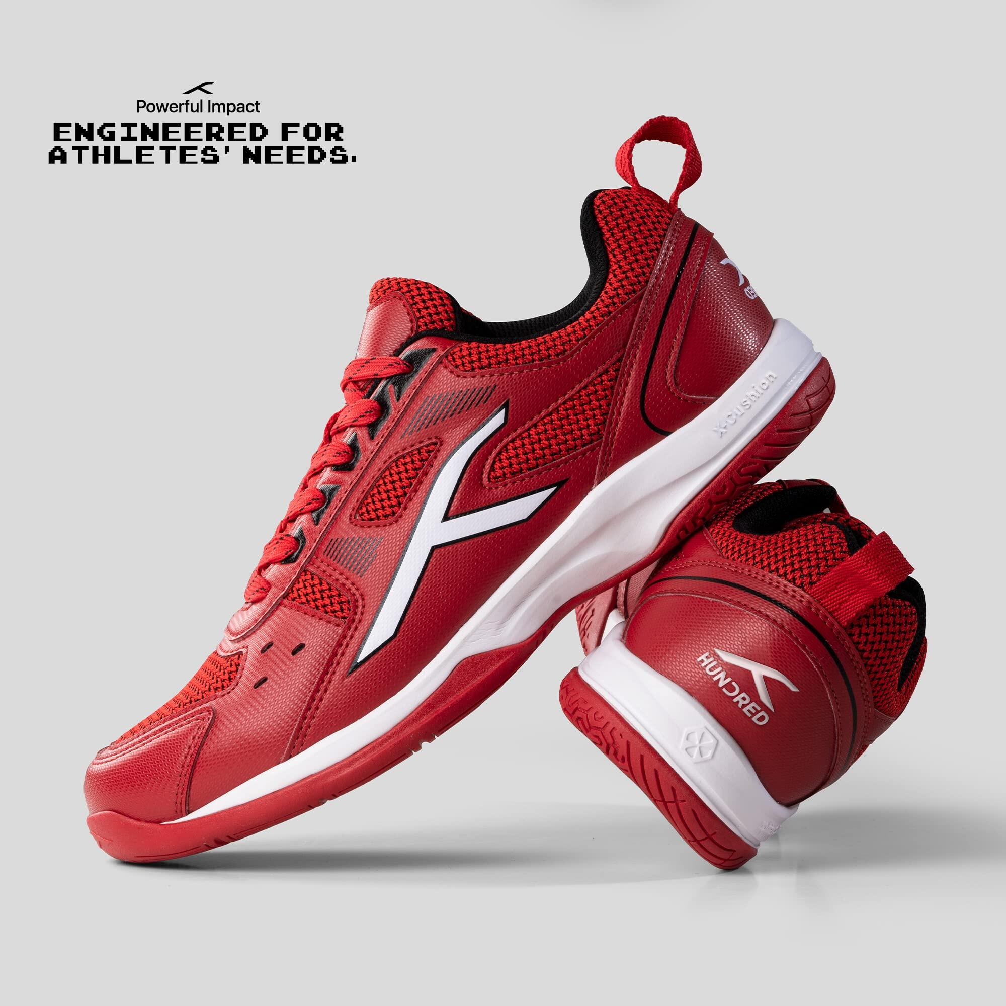 HUNDRED Raze Badminton Schuhe für Herren (Rot/Schwarz/Weiß, UK 10/US 11/EU 44) 3/7