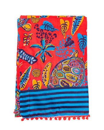 PAREO IMPRIMÉ TORTUE CORAIL