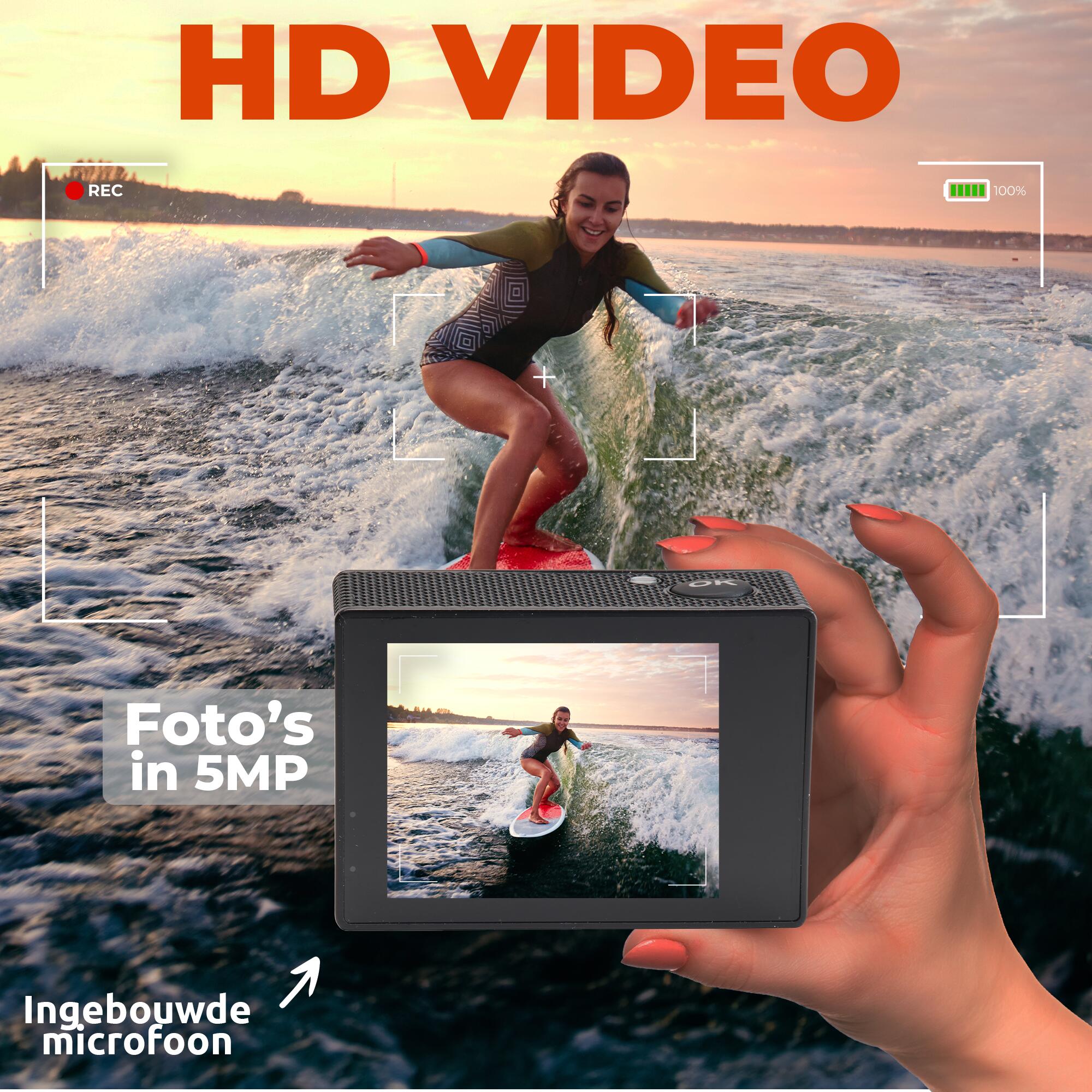 Action Camera Full HD - 5 MP-  30M Waterdicht - Incl. Accessoires - ACT324 2/6