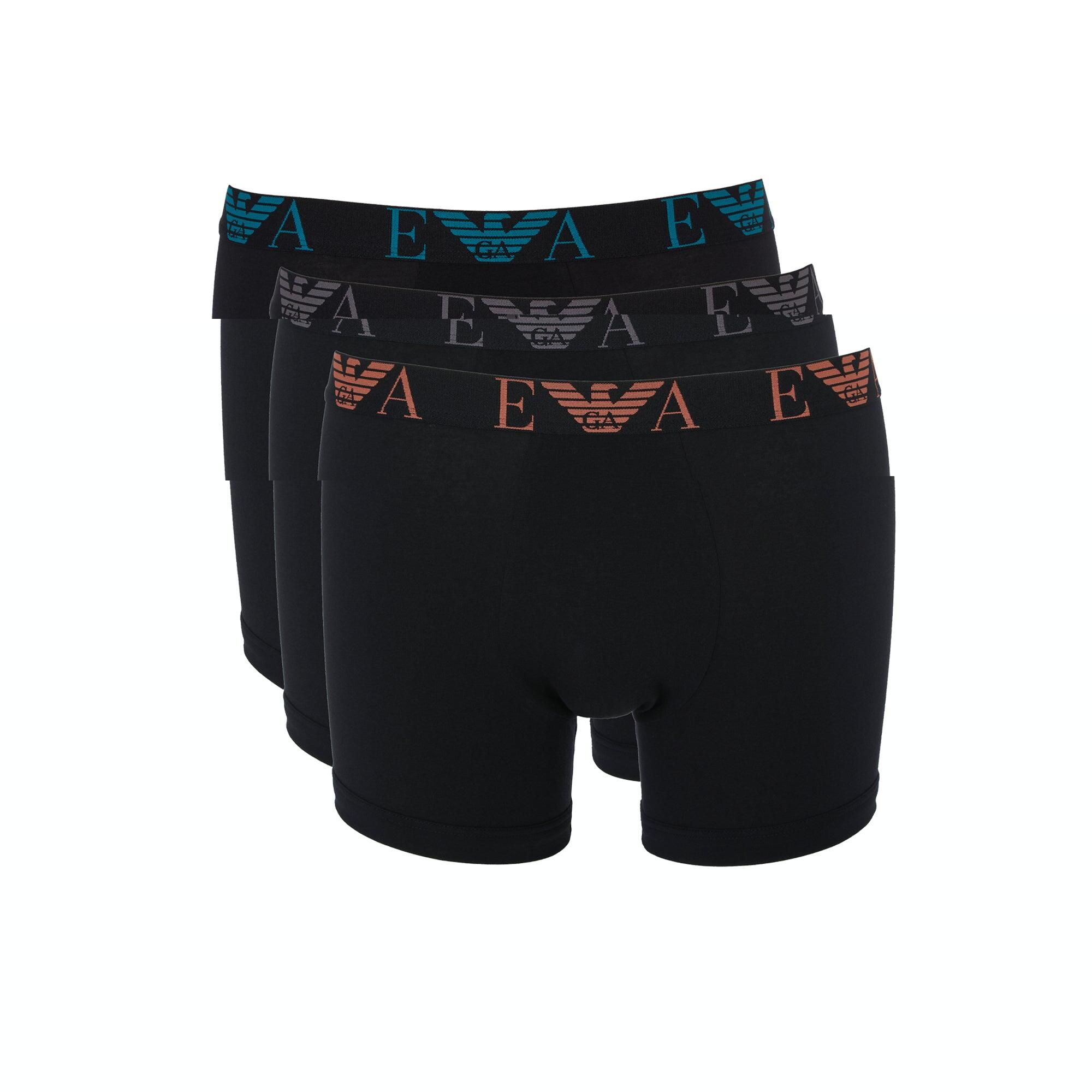 Stretch Cotton Logo 3 Pack Boxers Black/Black/Black 1/4