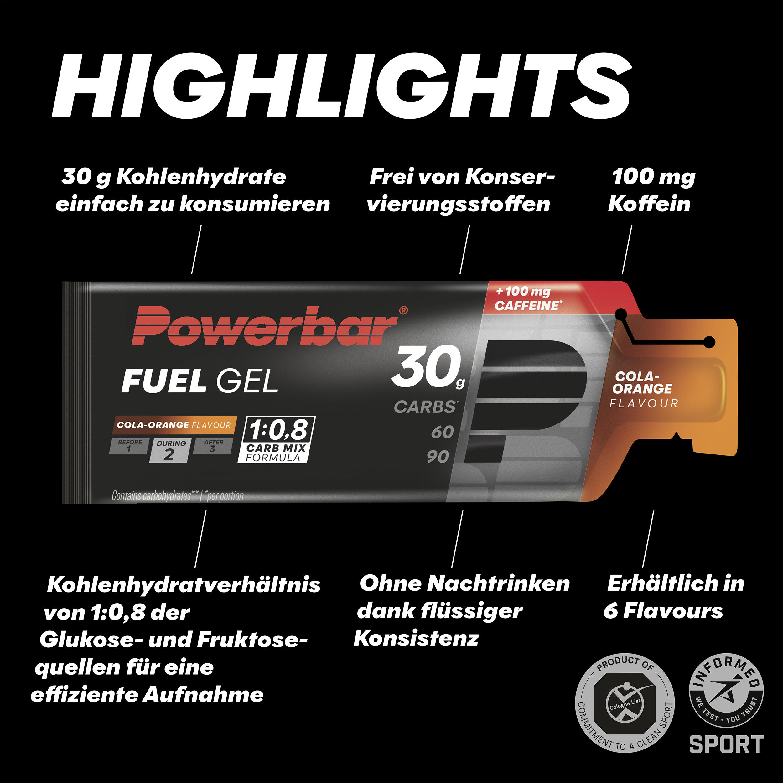 Fuelgel 30 (12 x 50 mL) Cola-Orange + Caffeine 3/6