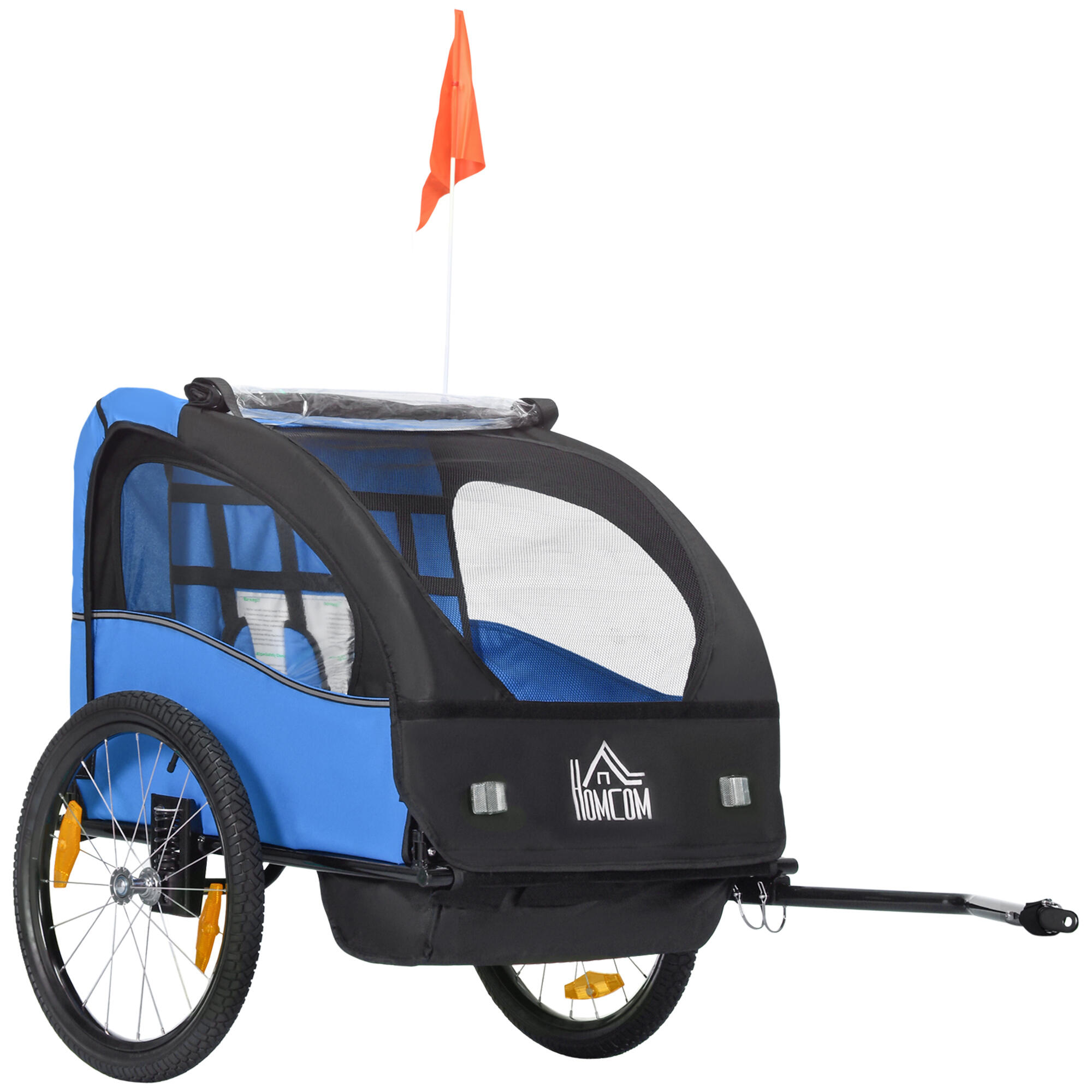 Reboque bicicleta para crianças 140x88x90 cm azul HOMCOM