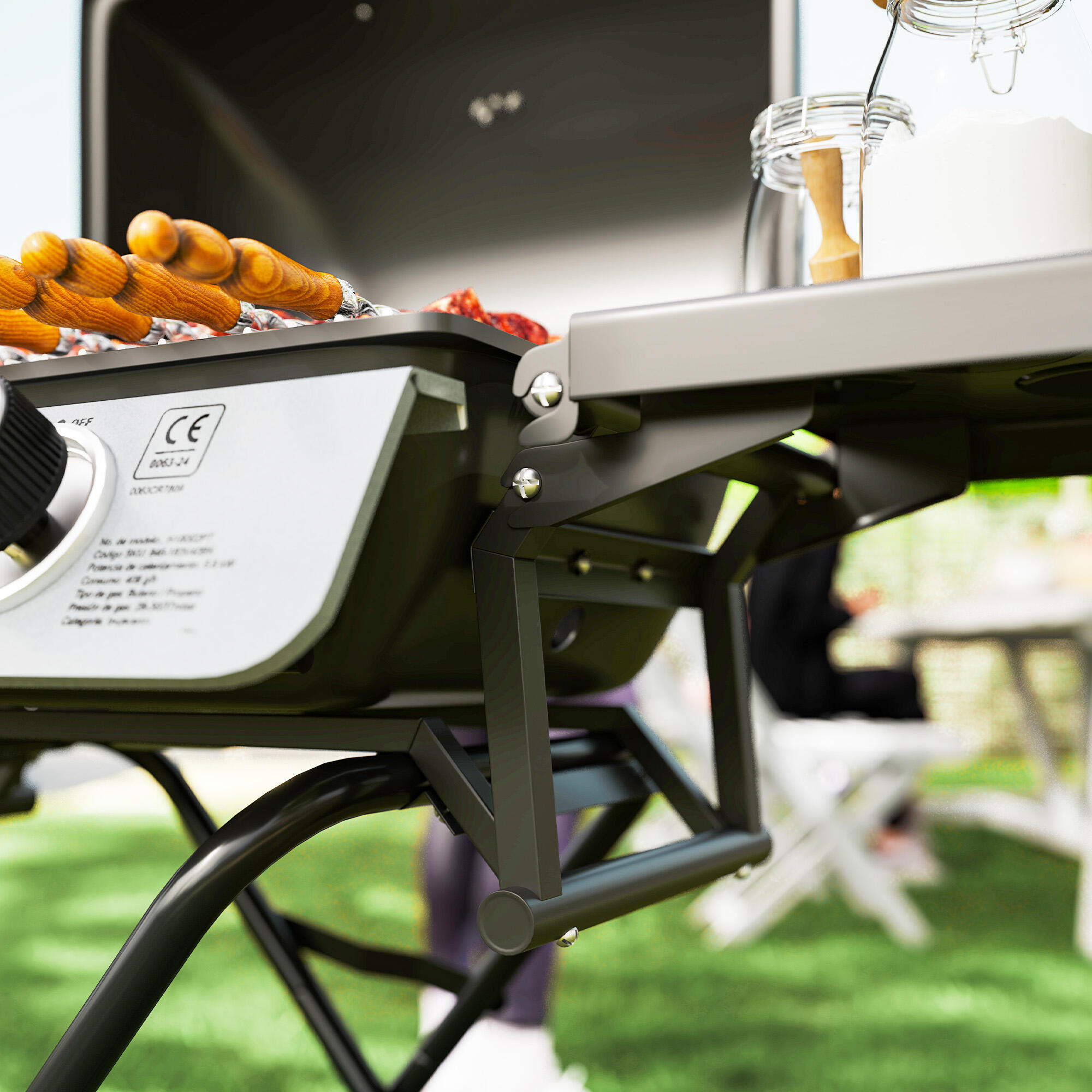 Barbacoa de Gas Outsunny 101x50x102 cm Negro 5/7