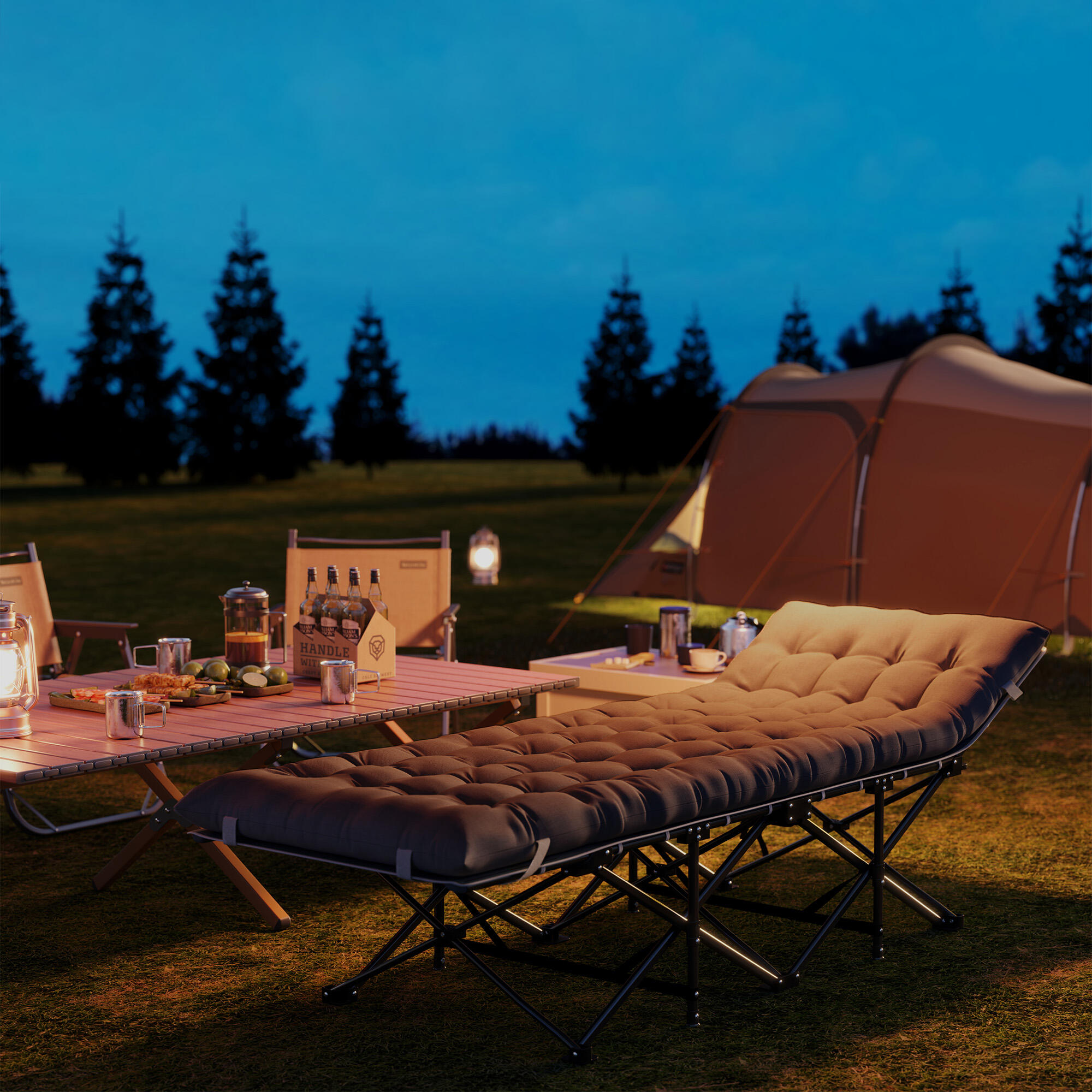 Cama Plegable Camping Outsunny 196x68x37 cm Negro 4/7