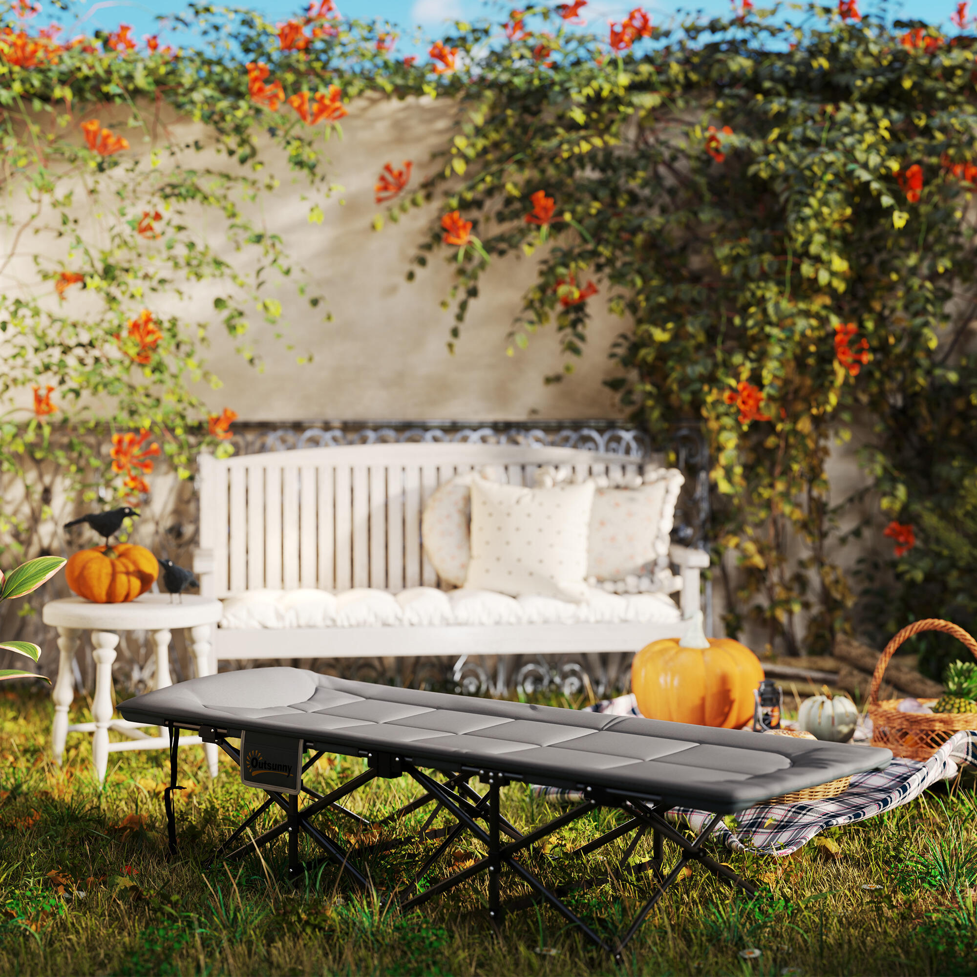 Cama Plegable Camping Outsunny 187x67x37 cm Gris 5/7