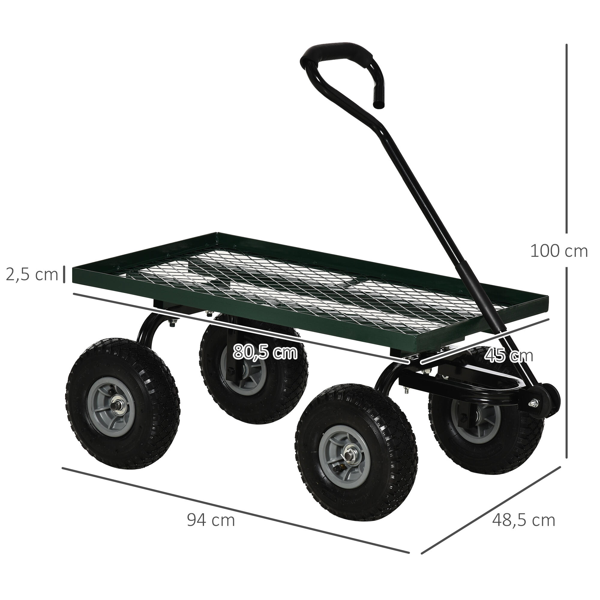 Carrinho de transporte 94x48,5x100 cm verde escuro Outsunny 2/7