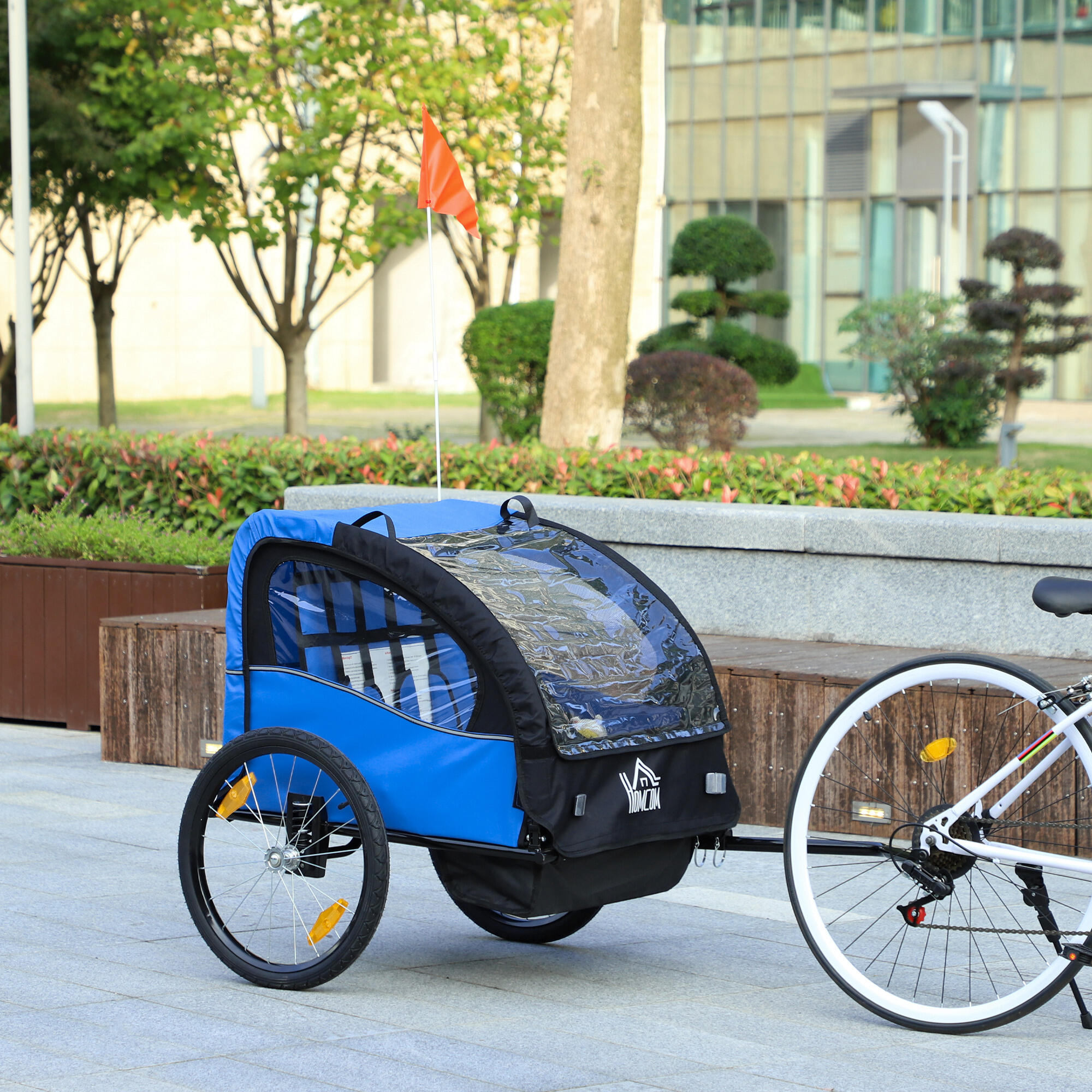Remolque de Bicicleta HOMCOM 140x88x90 cm Azul 2/7