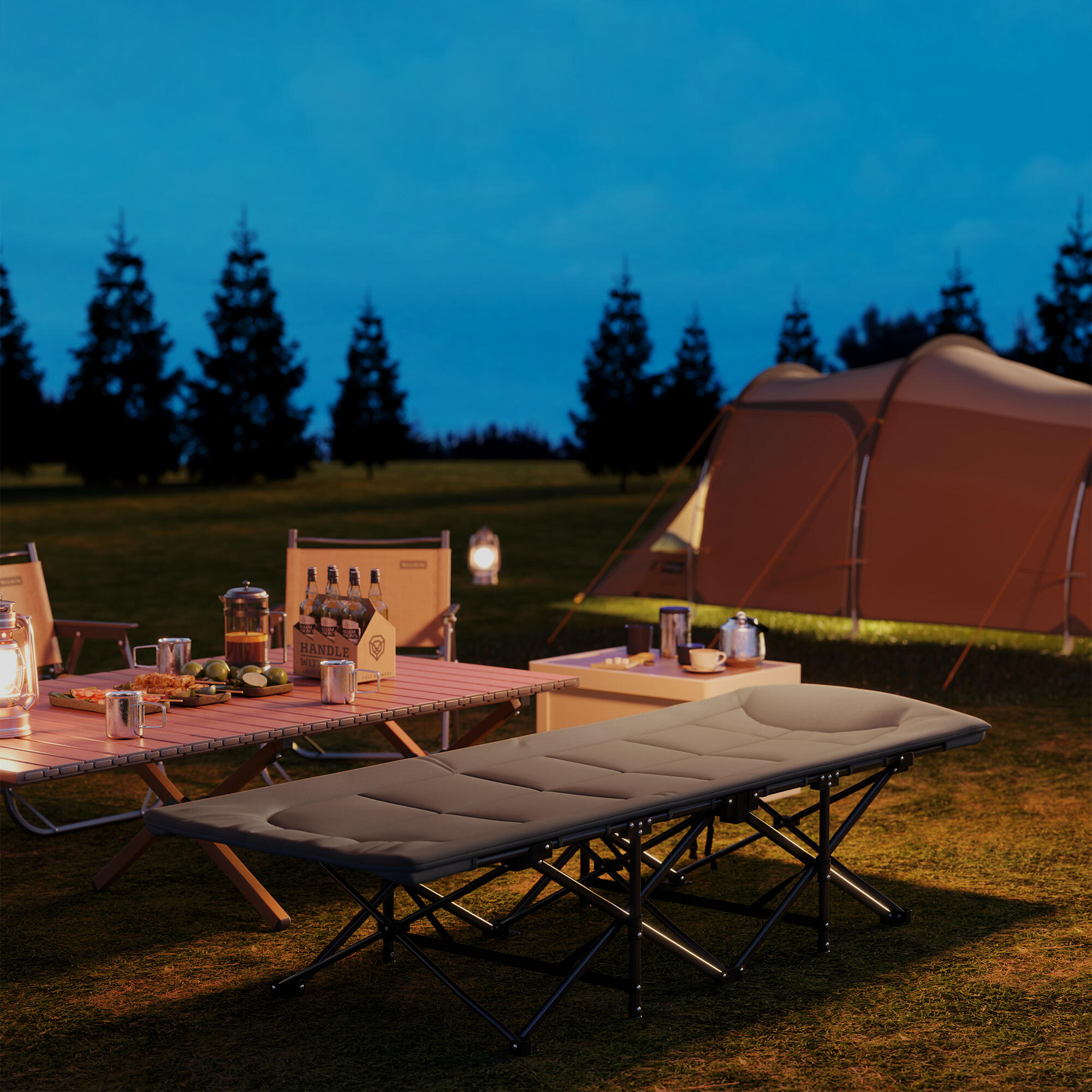 Cama Plegable Camping Outsunny 187x67x37 cm Gris 4/7