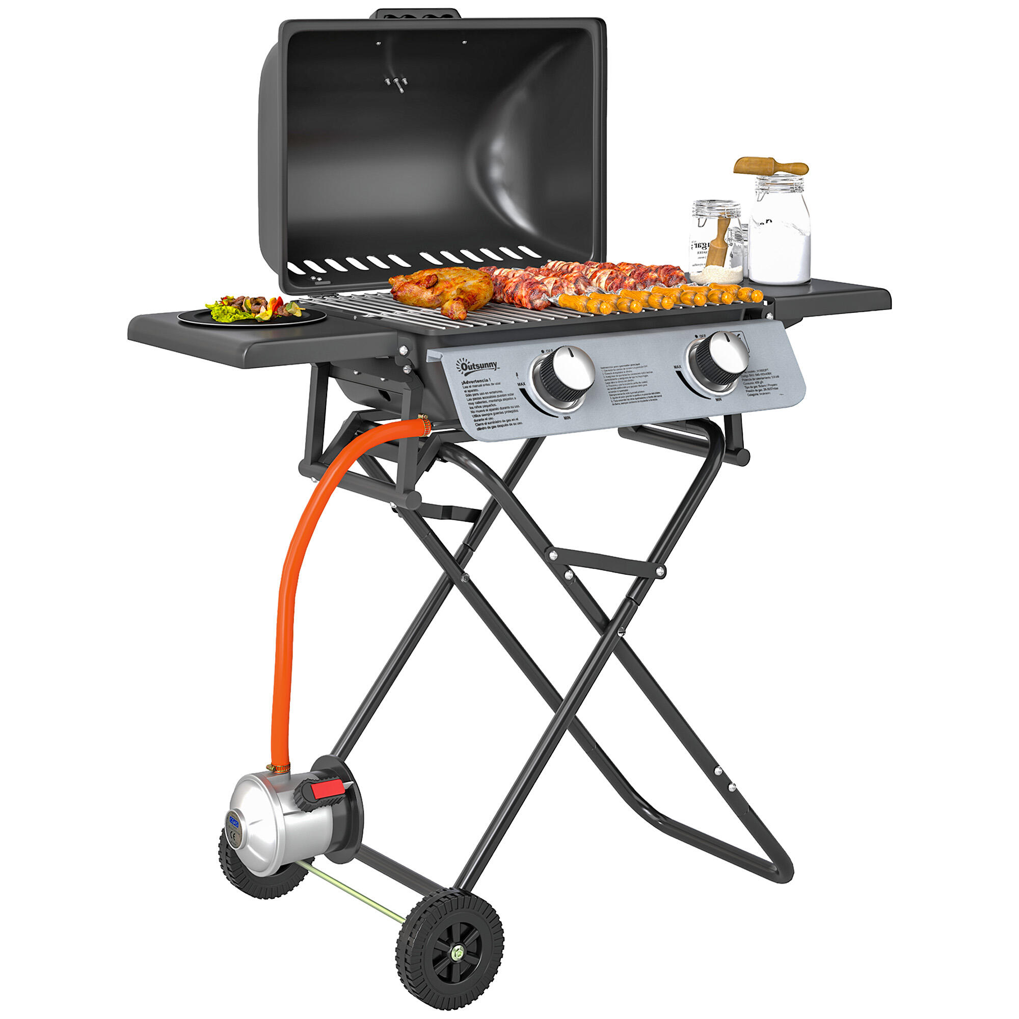 Barbecue a gás 101x50x102 cm preto e prata outsunny