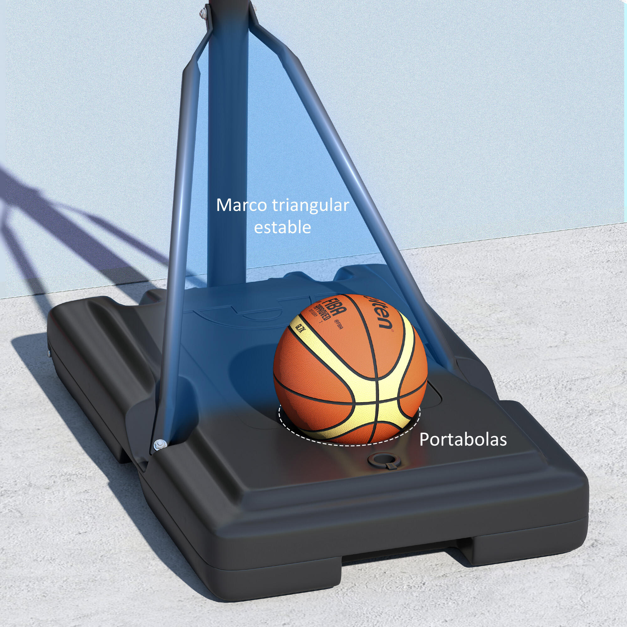 Tabela de basquetebol 90x60x305 cm preto SPORTNOW 5/9