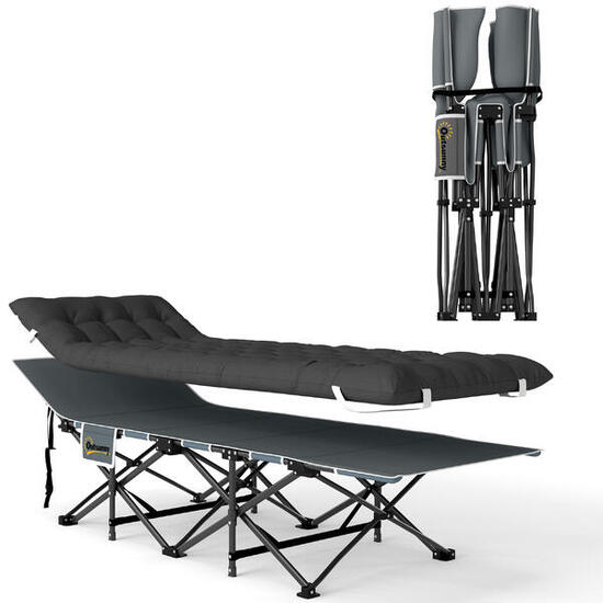 Cama Plegable Camping Outsunny 196x68x37 cm Negro