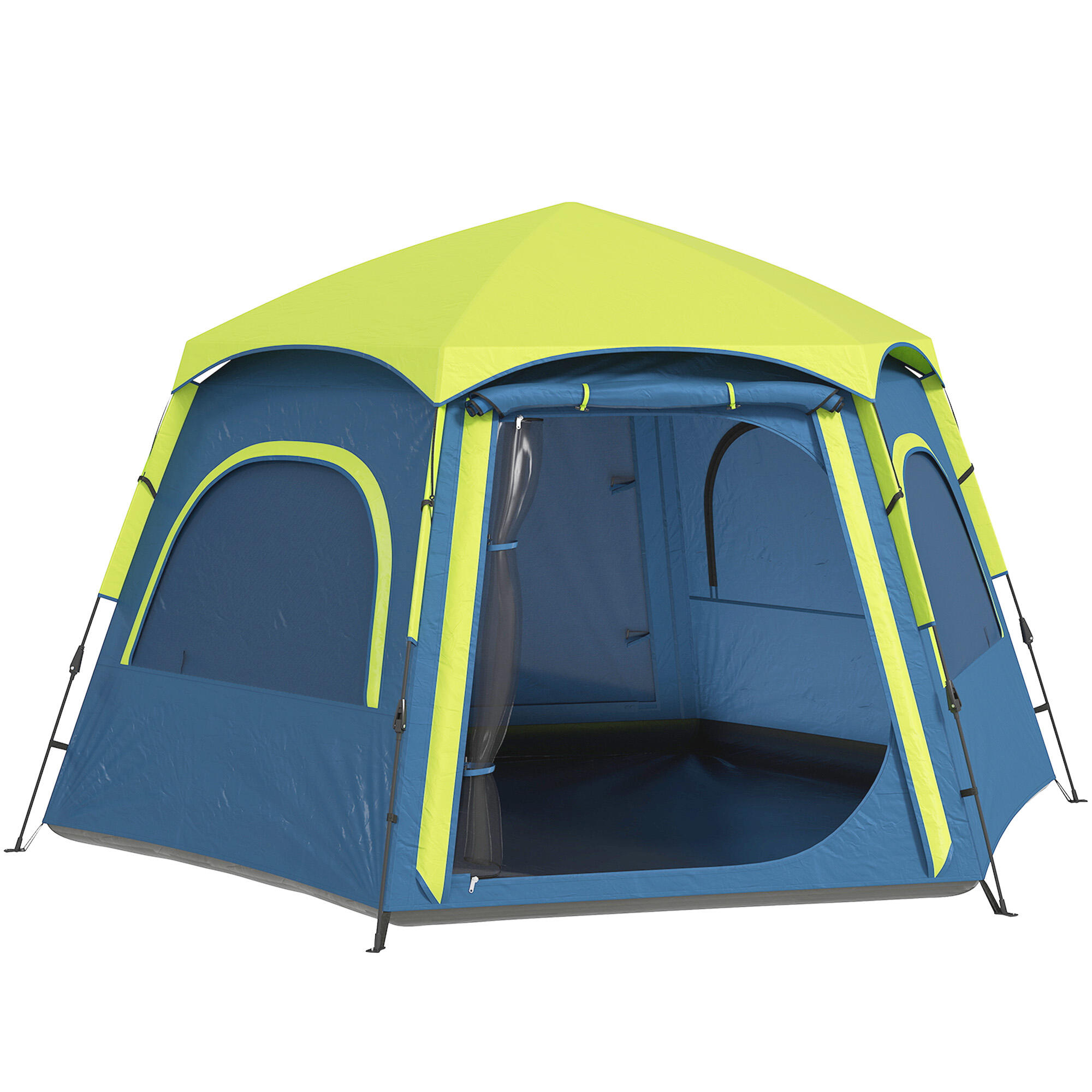 Tenda de campismo 280x240x155 cm azul e verde Outsunny