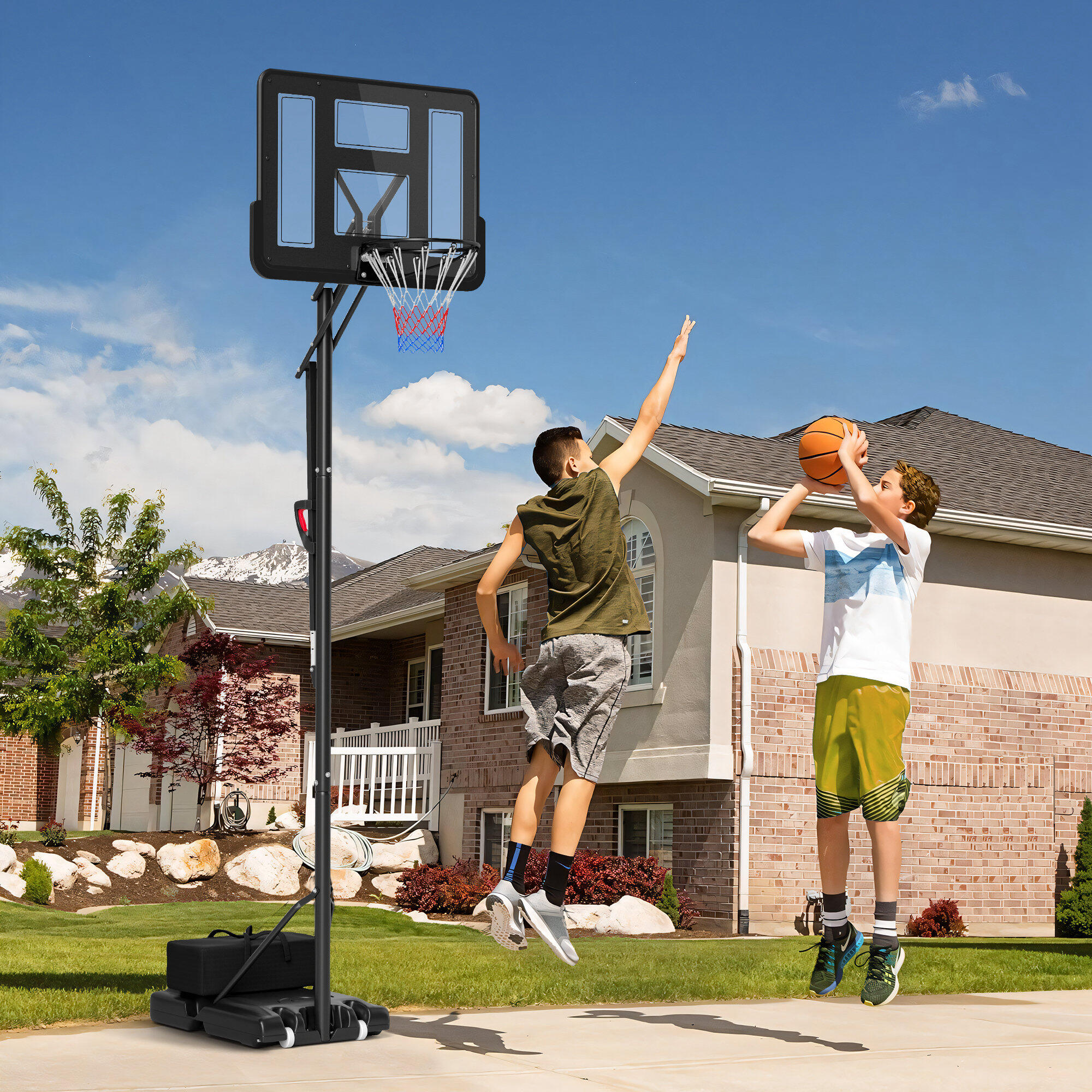 Tabela de basquetebol 90x60x305 cm preto SPORTNOW 2/9