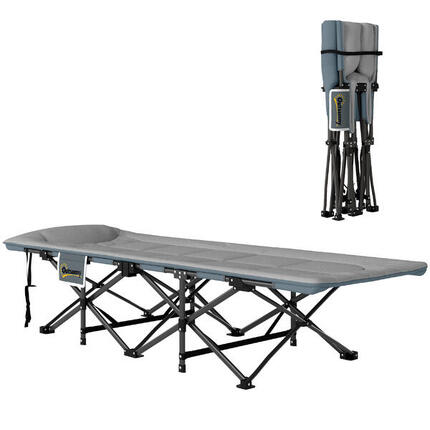 Cama Plegable Camping Outsunny 187x67x37 cm Gris