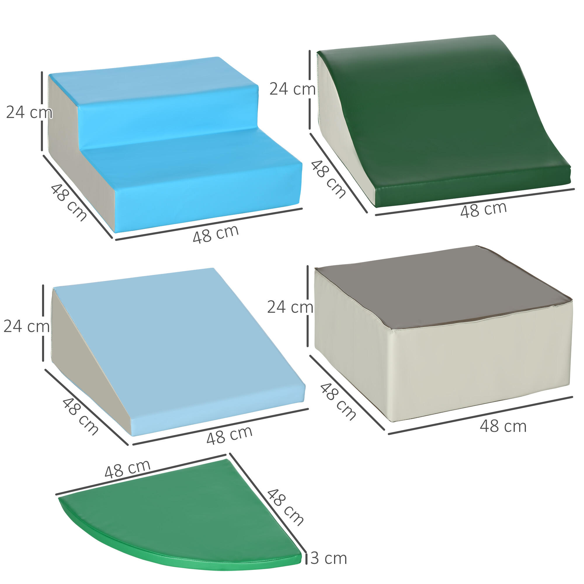 Conjunto de 6 blocos de espuma 150x100x24 cm multicor HOMCOM 3/7