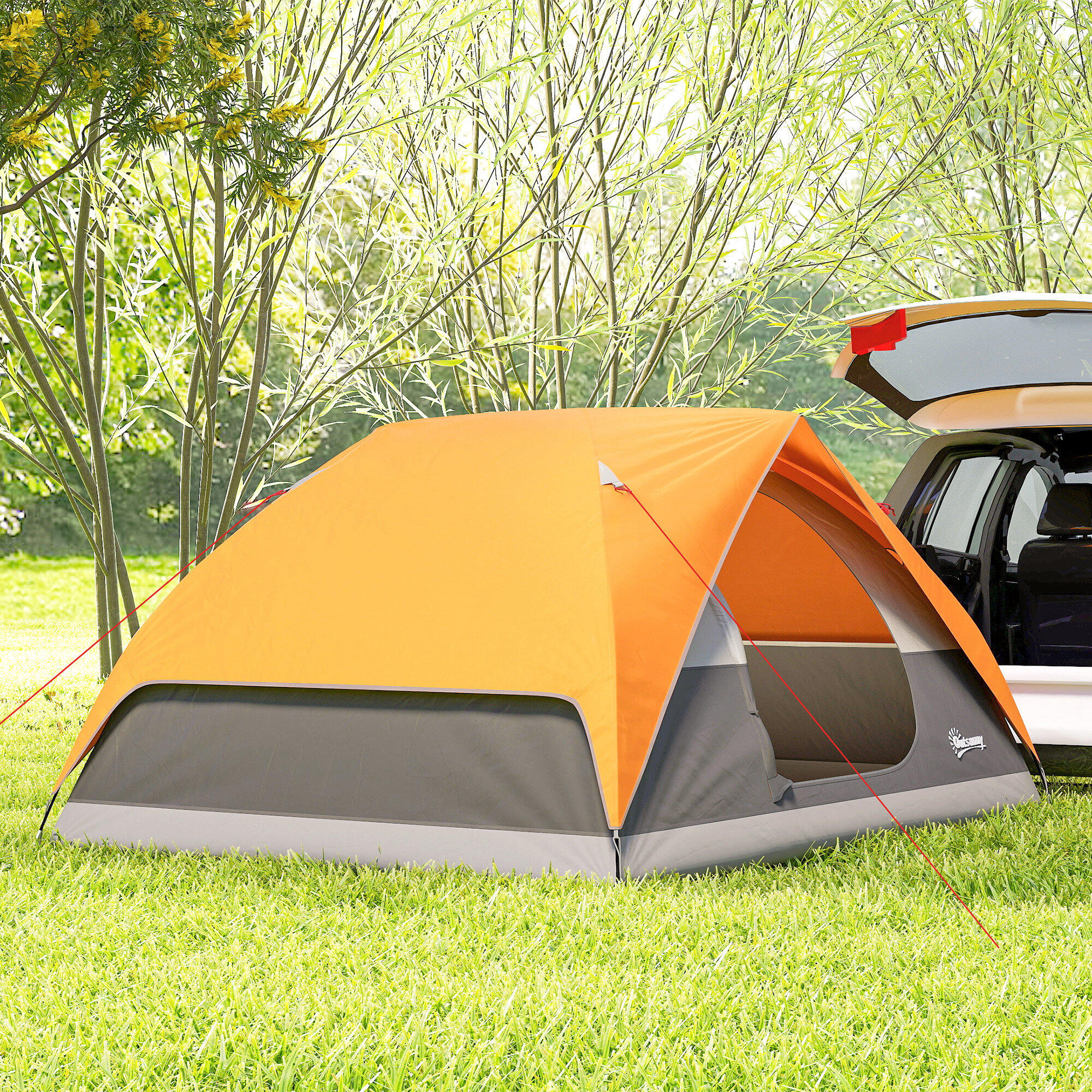 Tenda de campismo 205x275x135 cm laranja e cinzento Outsunny 5/7