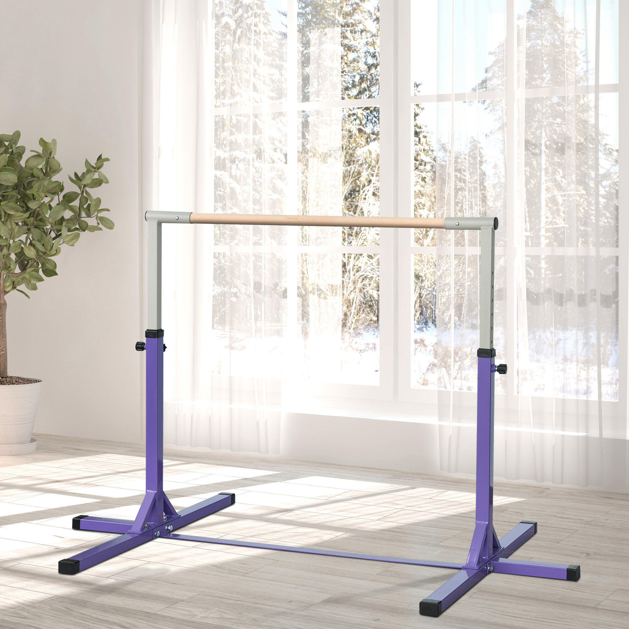 Barra de Gimnasia HOMCOM 194x121x150 cm Púrpura 2/7