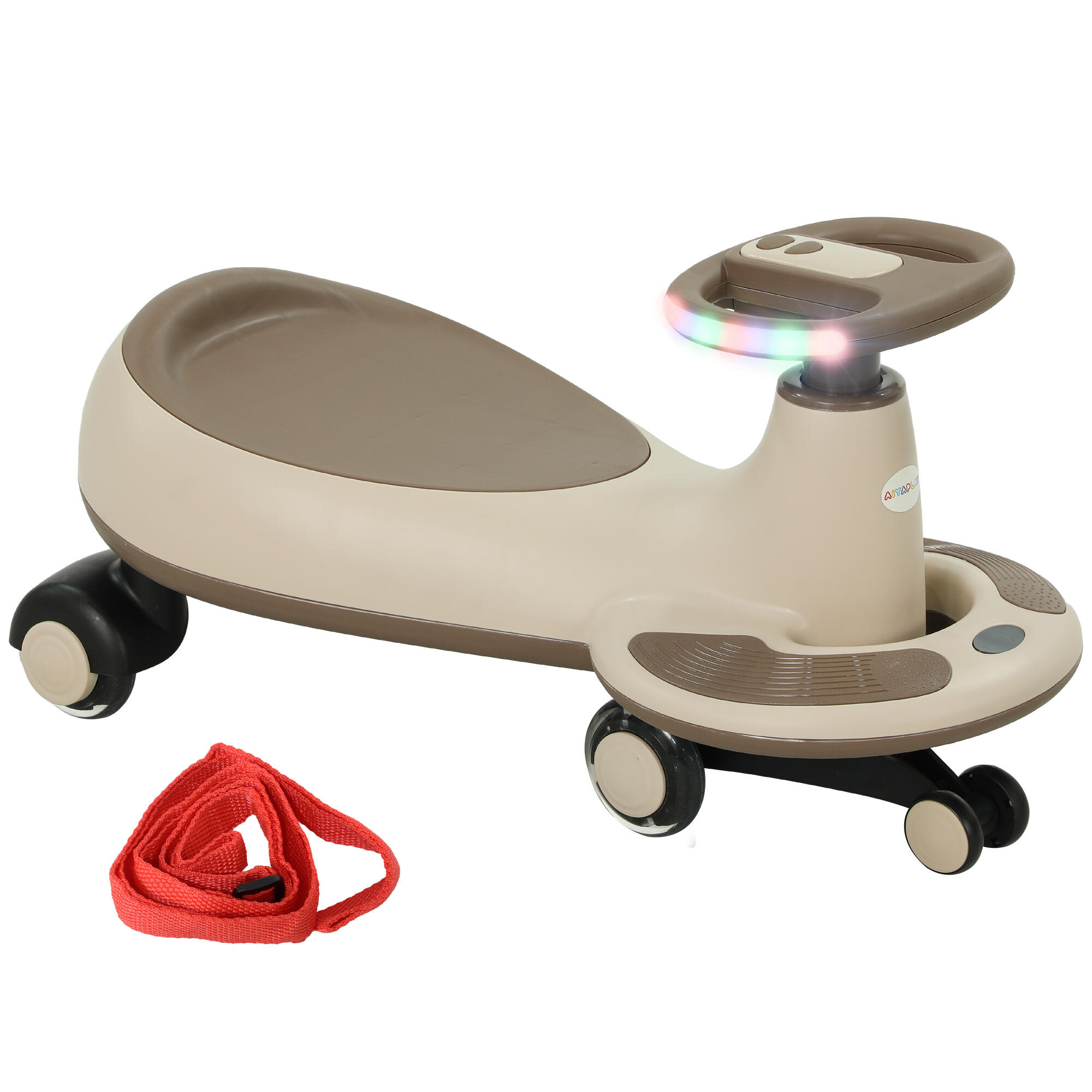 AIYAPLAY Carro giratório para crianças 69x31x36 cm cáqui, marrom e preto AIYAPLAY